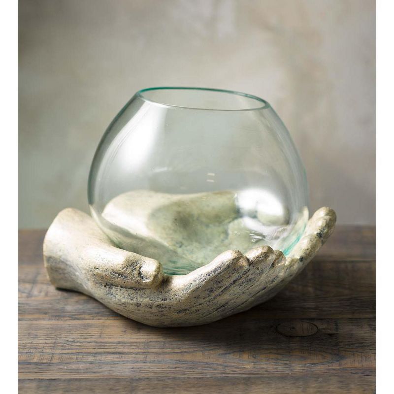 VivaTerra Giving Hands Recycled Glass Vase