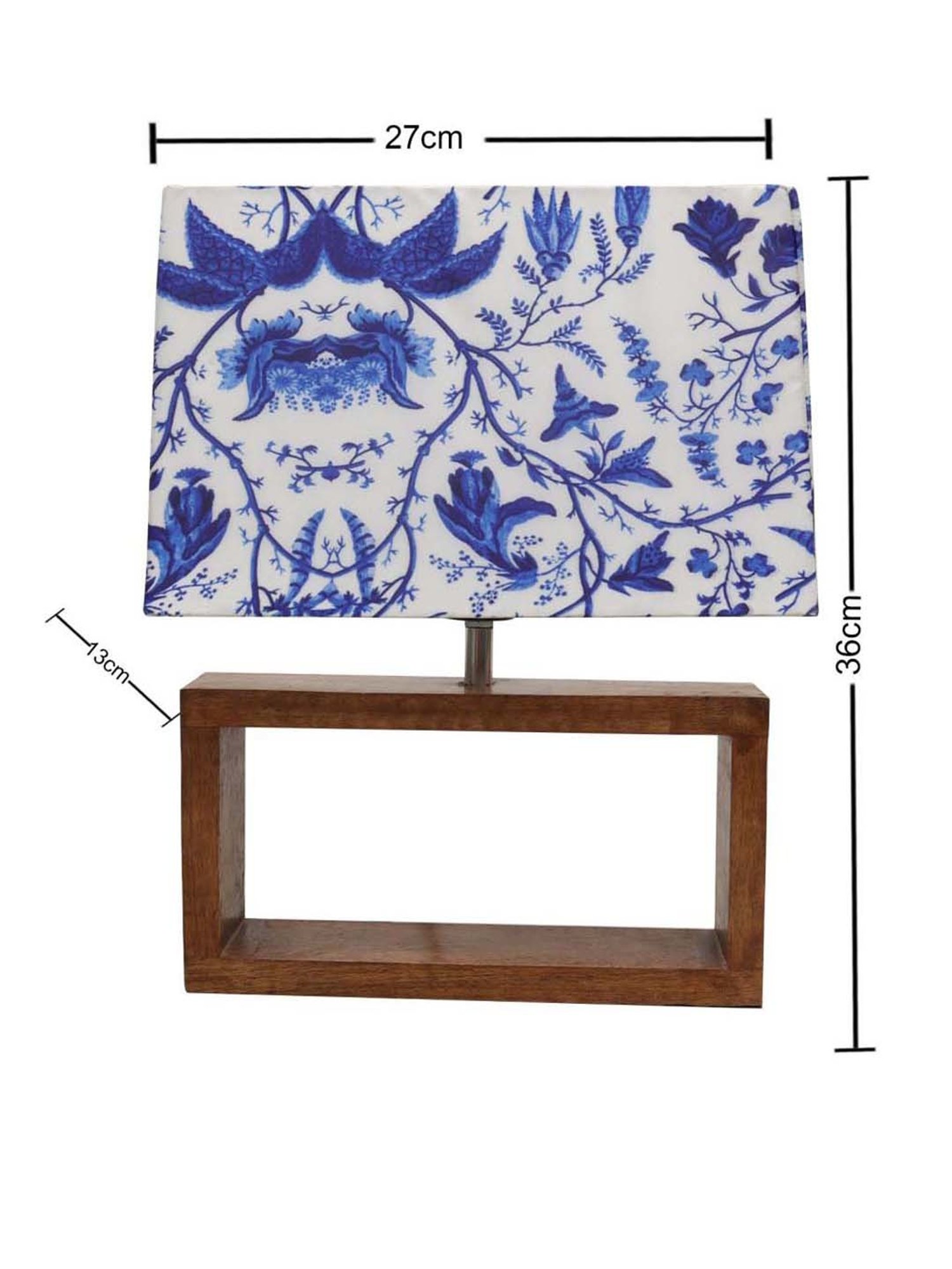 Homesake Blue & Brown Wood Bedside Desk Nightstand Table Lamp