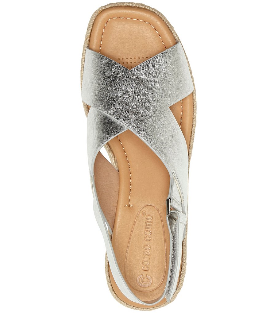 CC Corso Como Penelopy Metallic Leather Flatform Espadrilles