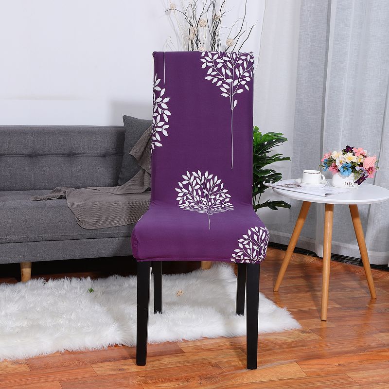 1 Pc Polyester Spandex Floral Print Fit Home Dining Chair Slipcovers Multicolored  - PiccoCasa