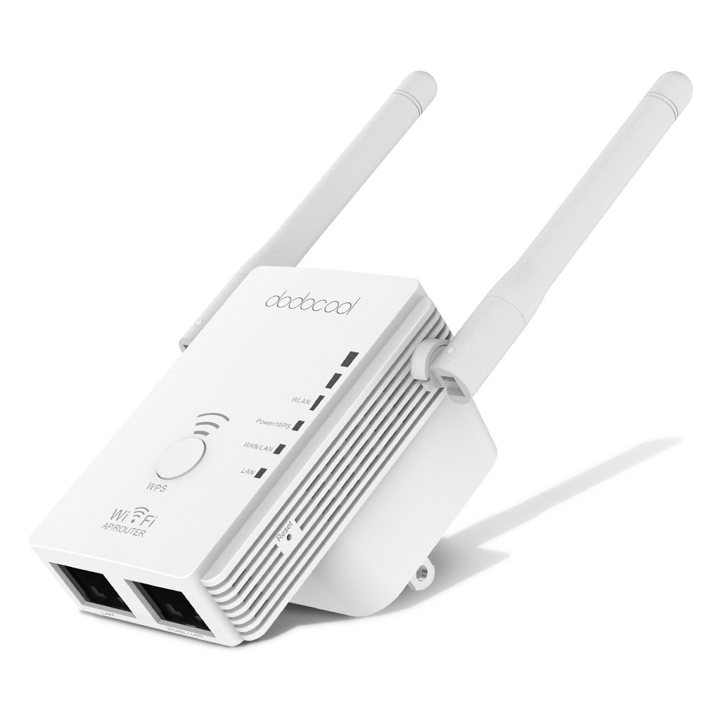 3-in-1 N300 Mini Wireless Range Extender Signal Booster AP/Router/Repeater Mode with 2 External Antennas 2.4GHz 300Mbps Support 802.11n/b/g Network White US Plug