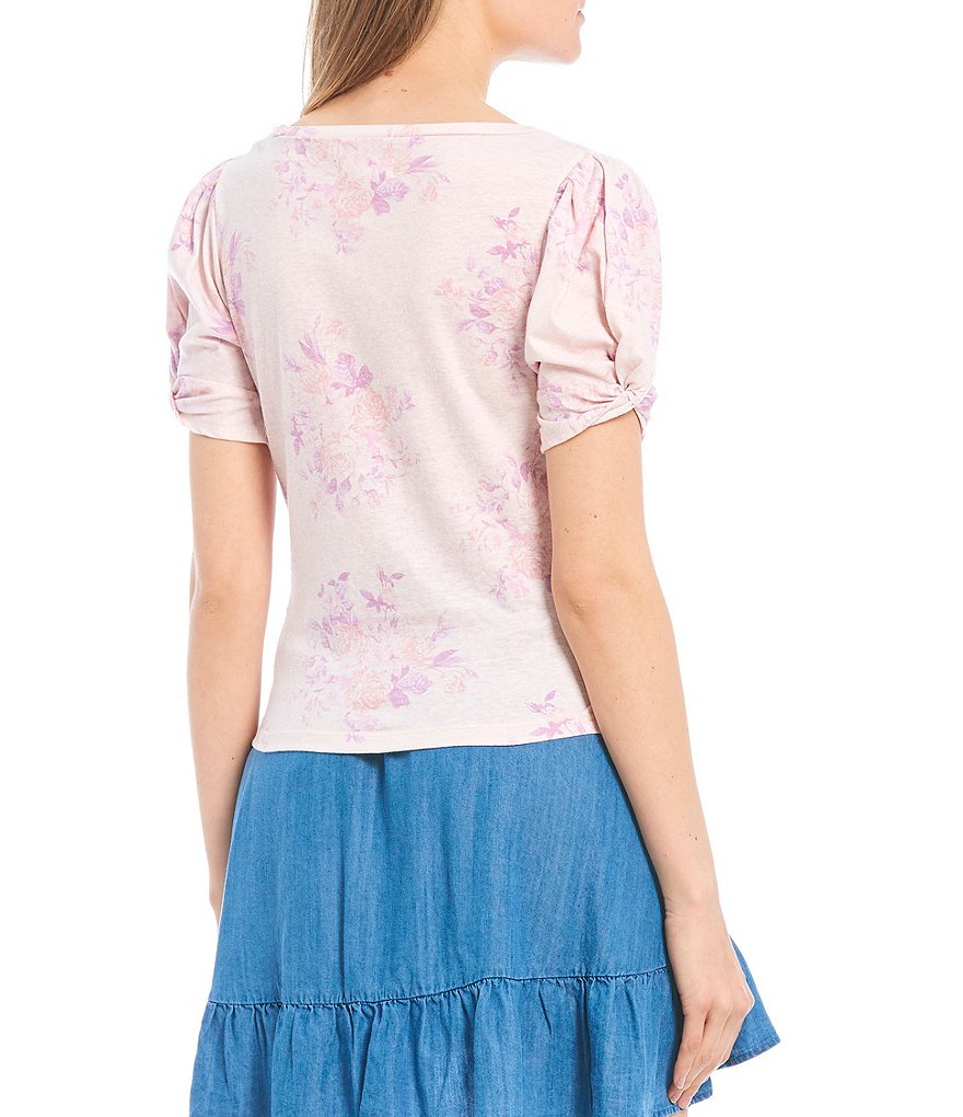 Coco + Jaimeson Knot Short-Sleeve Floral Print Knit Top