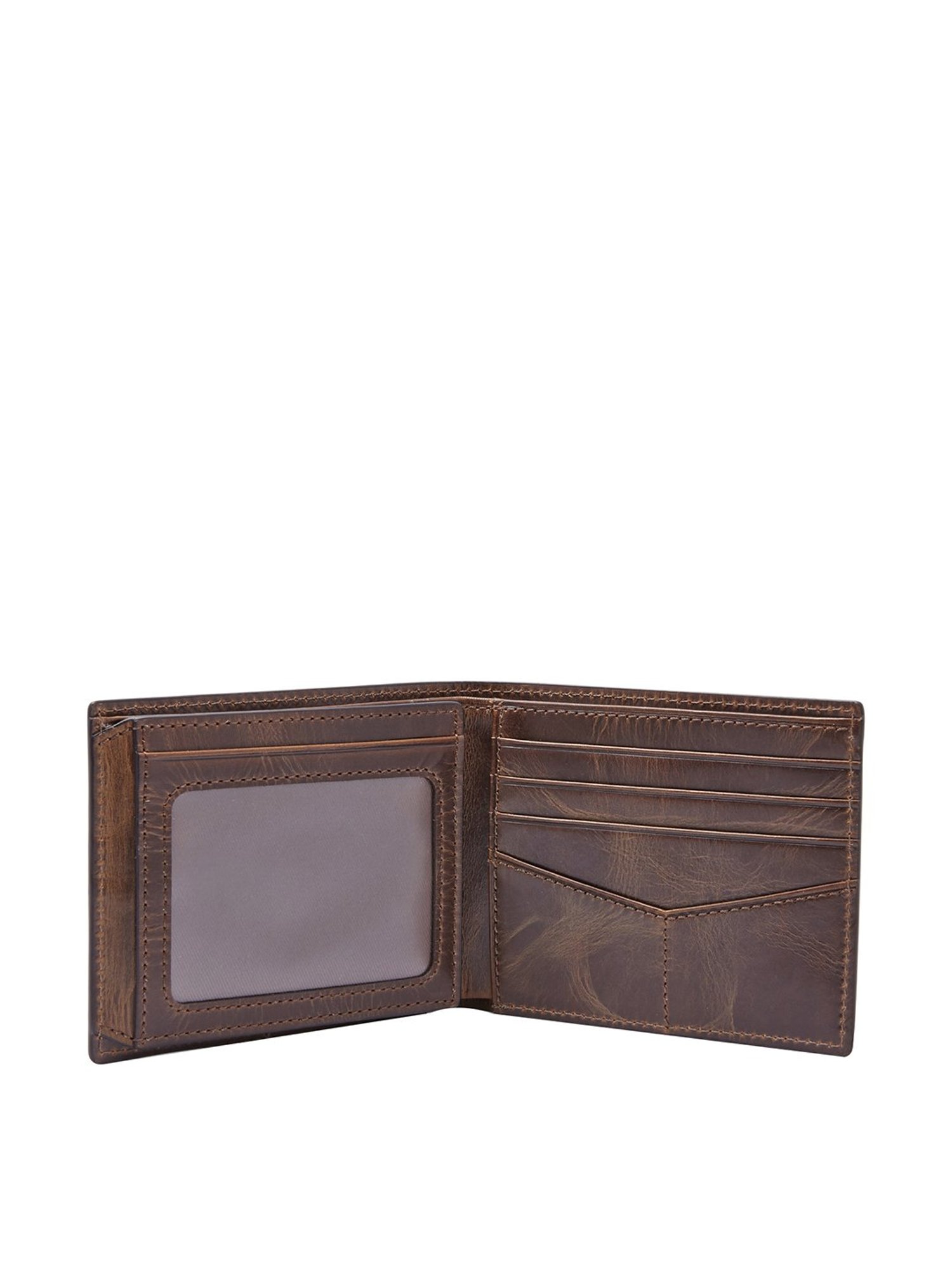 Fossil Derrick Brown Leather Casual Rfid Bi-Fold Wallet for Men