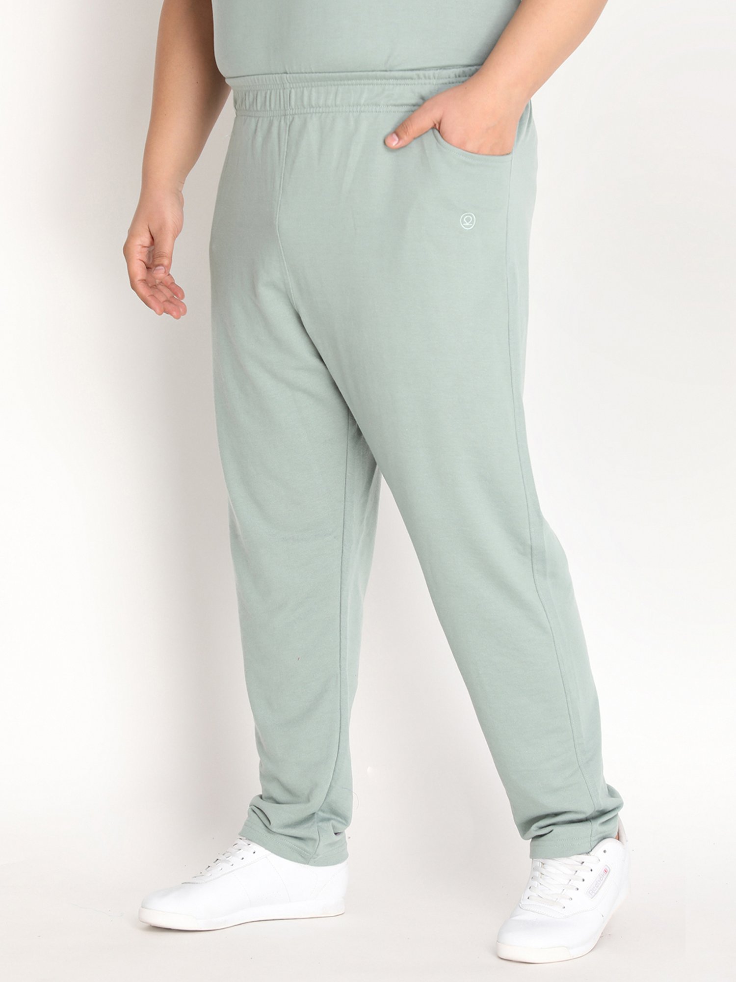 Chkokko Pastel Green Cotton Relaxed Fit Trackpants