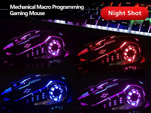AULA S20 Gaming Mouse Marco Programmable Cool Lighting USB Optical Mouse Gaming for PC Laptop Computer