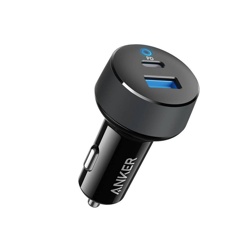 Anker 2-Port PowerDrive 25.5W Power Delivery Car Charger (with 3' PowerLine Select Lightning to USB-C Cable) - Black
