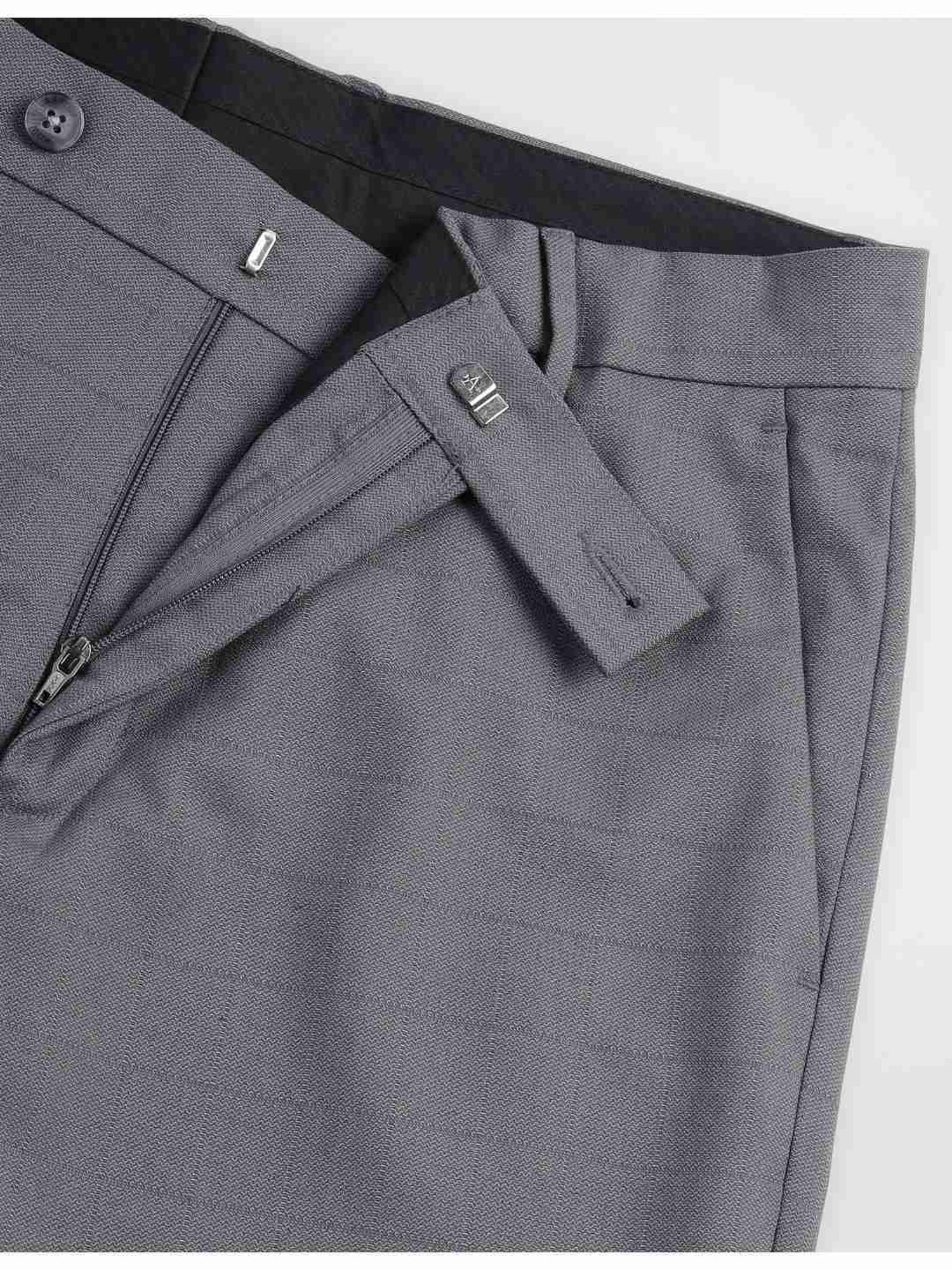 Arrow Grey Slim Fit Checks Trousers