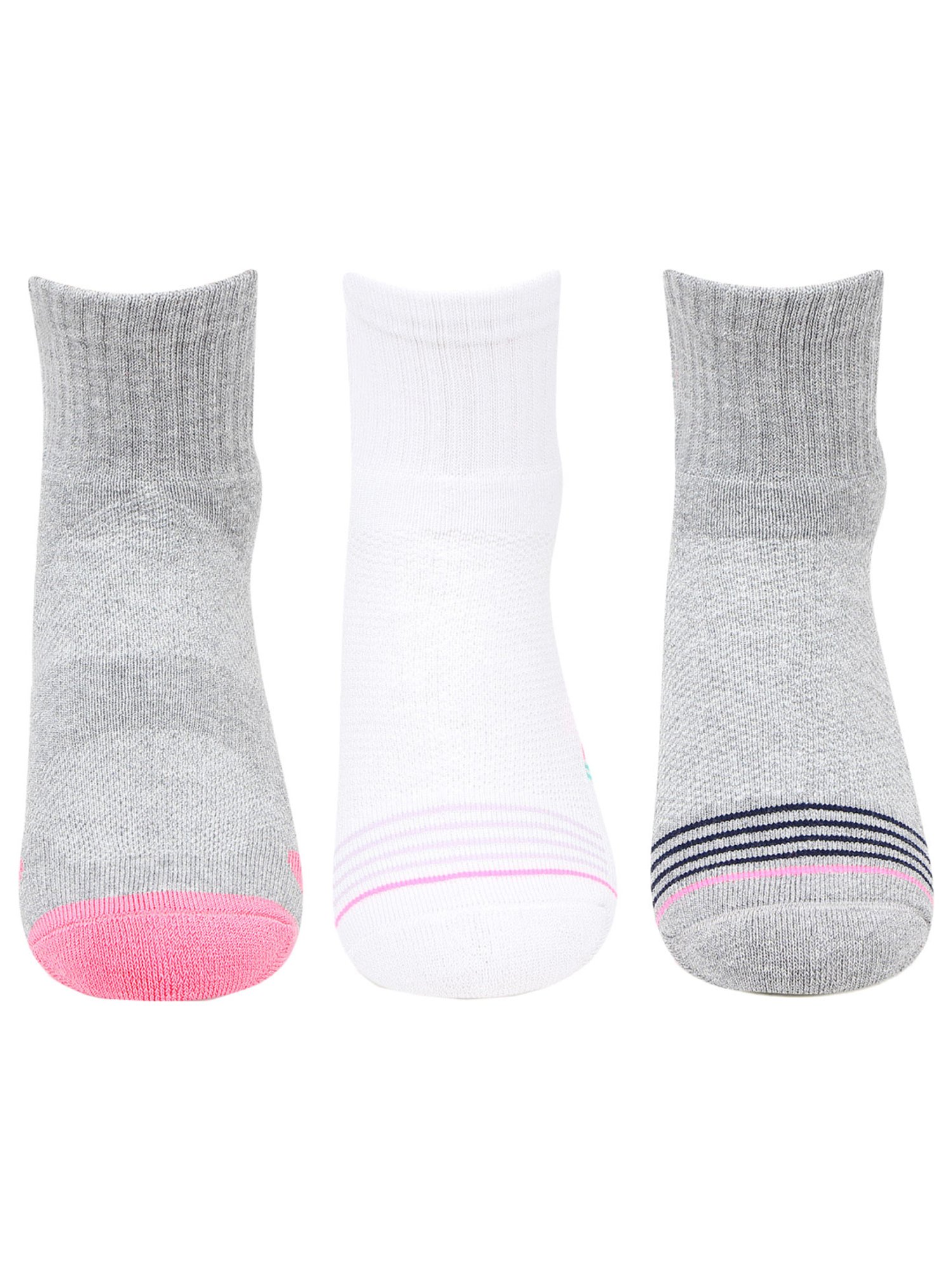 Bonjour Grey & White Cotton Socks - Pack Of 3