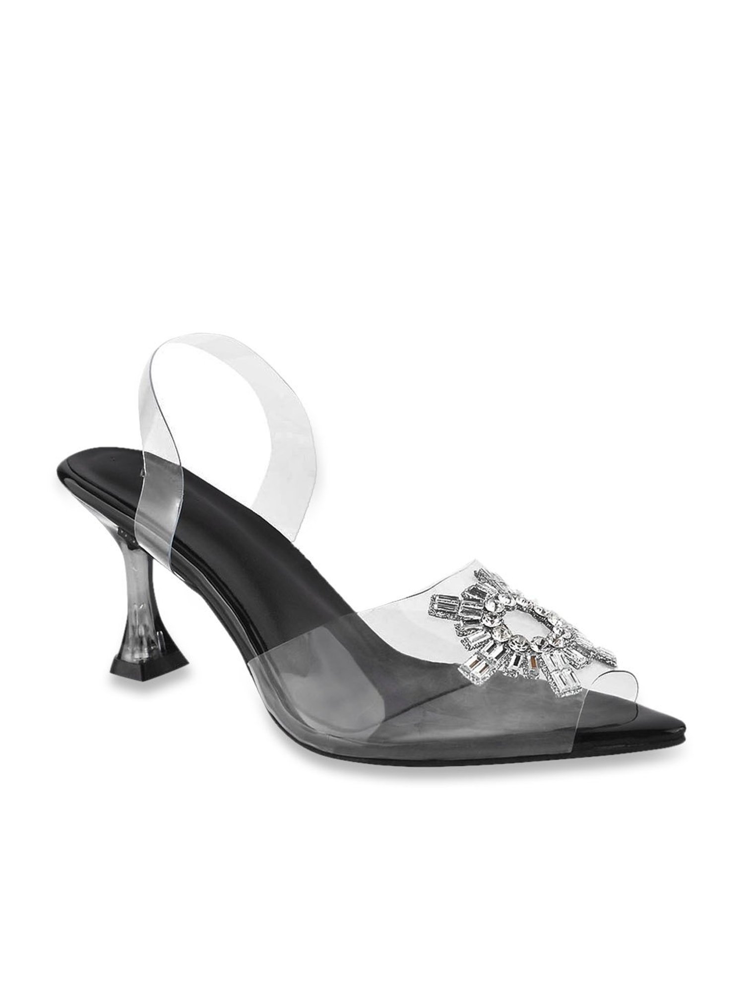 The White Pole Women's Black Sling Back Sandals