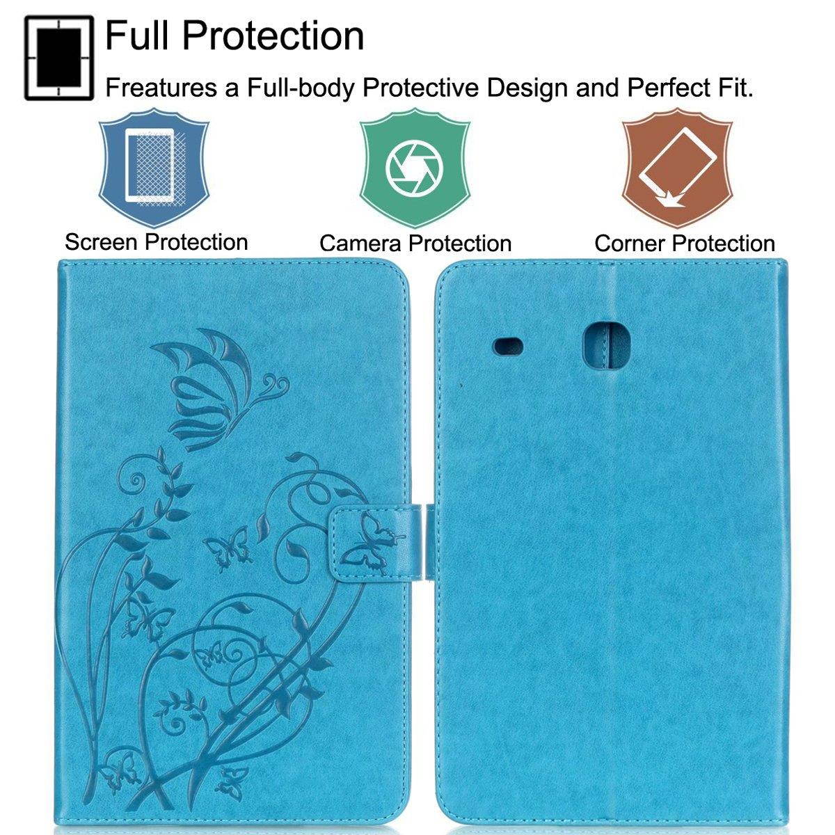 Galaxy Tab E 8.0 Case, Newshine PU Leather Magnetic Closure Flip Stand Wallet Cover with Auto Wake Up/Sleep Feature for Samsung Galaxy Tab E 8.0'' 2016 Released Tablet SM-T377/T375/T378 (Blue)