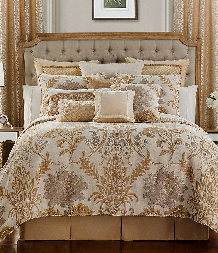 Waterford Ansonia Ribbon-Trimmed Scroll-Embroidered Square Pillow