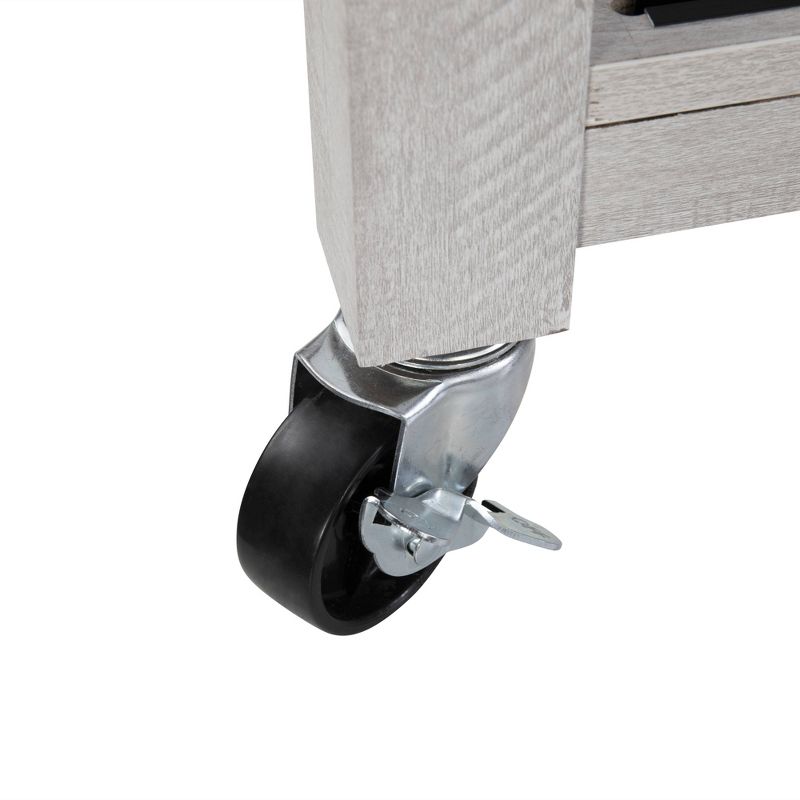 33" Sliding Door Kitchen Cart with Wood Top Saw Cut White - Home Essentials