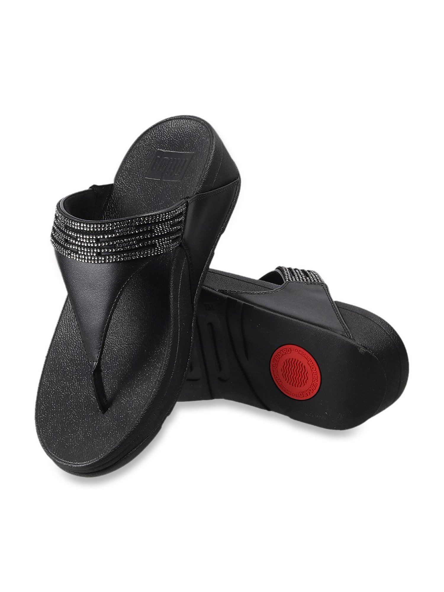 FitFlop Women's Black Thong Wedges