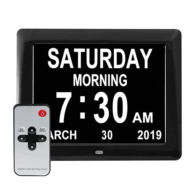 Newest Version Large Display Digital Calendar Day Clock 12 Alarm Options Level 5 Auto Dimmable Display Extra Large NonAbbreviated Day and Month Perfect for Seniors
