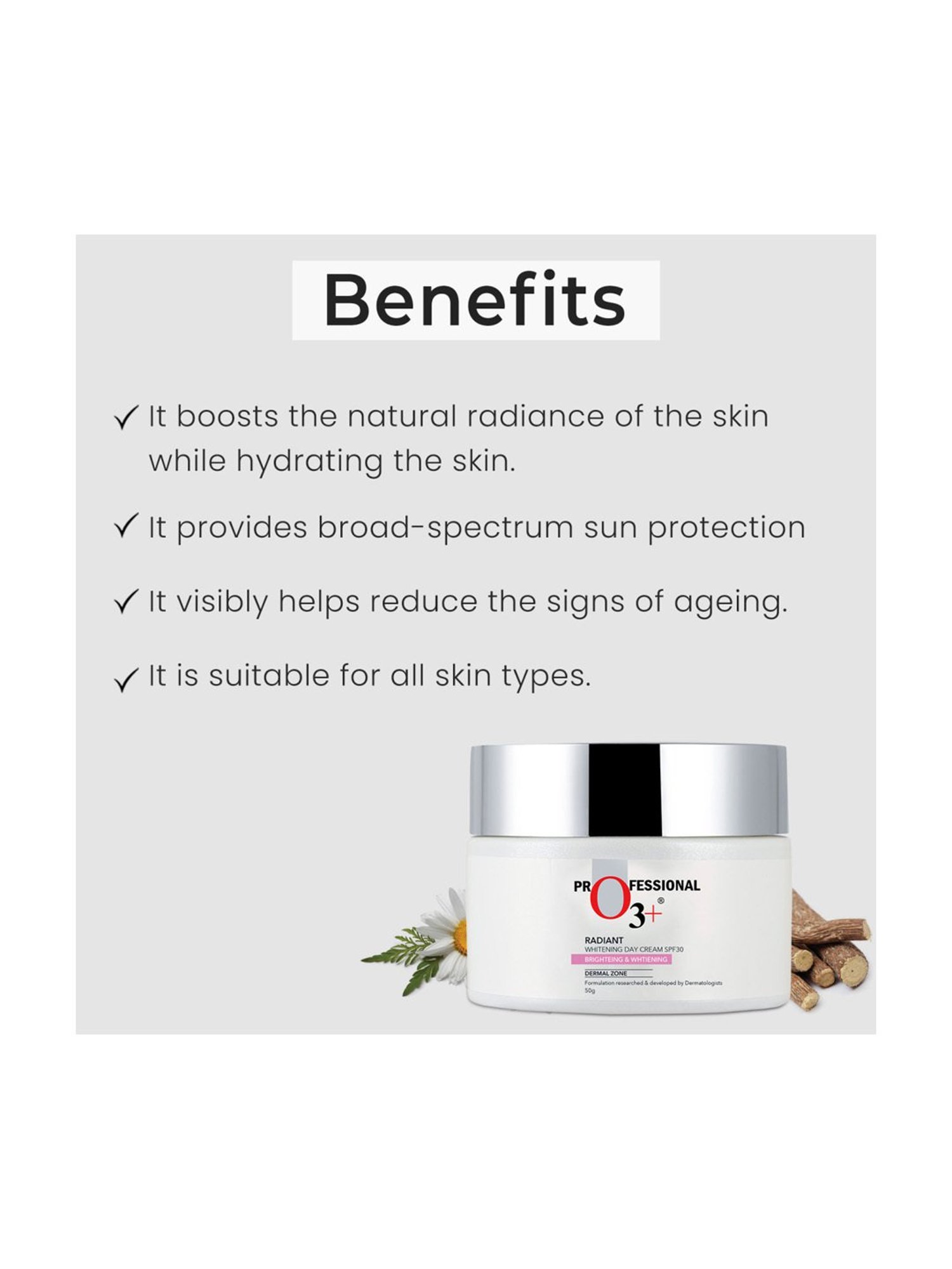 O3+ Day Cream Spf 30 Radiant Brightening And Whitening - 50 gm