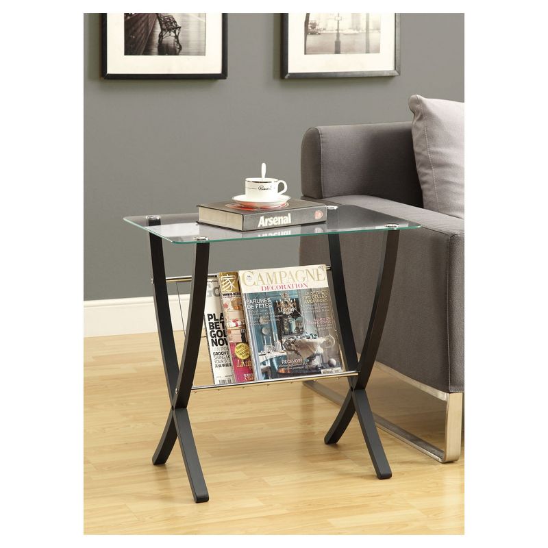 Accent Table - Cappuccino with Tempered Glass - EveryRoom