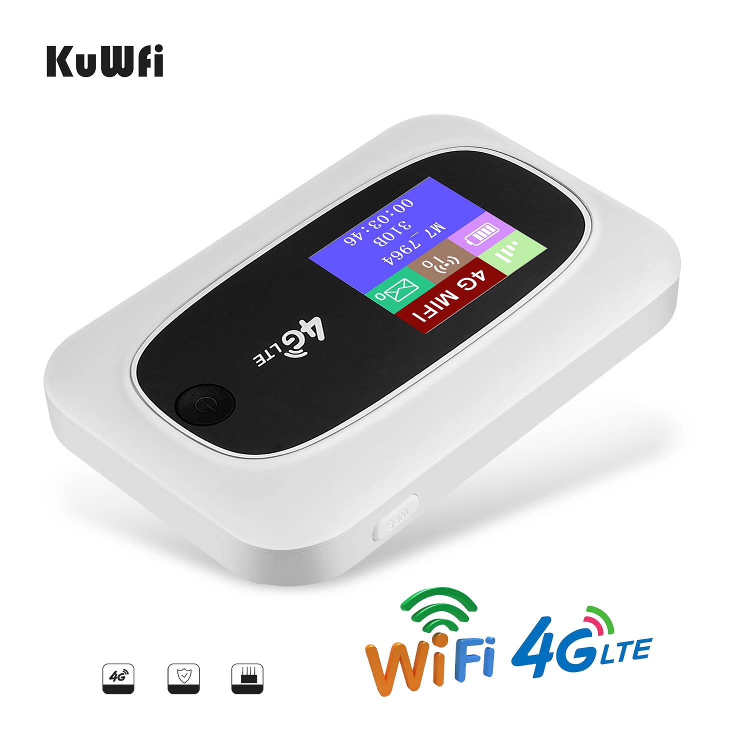 KuWFi 4G LTE Mobile WiFi Hotspot Travel Router Partner Wireless SIM Routers with SD SIM Card Slot Support LTE FDD/TDD Work for USA/CA/MX Europe Africa Asia Oceania Almost Universal