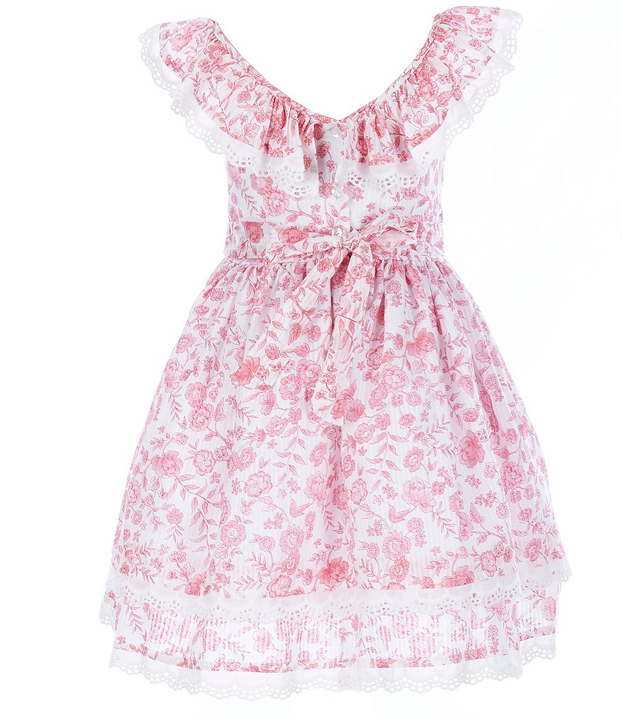 Laura Ashley Little Girls 2T-6X Flutter-Sleeve Floral-Printed Fit-And-Flare Dress