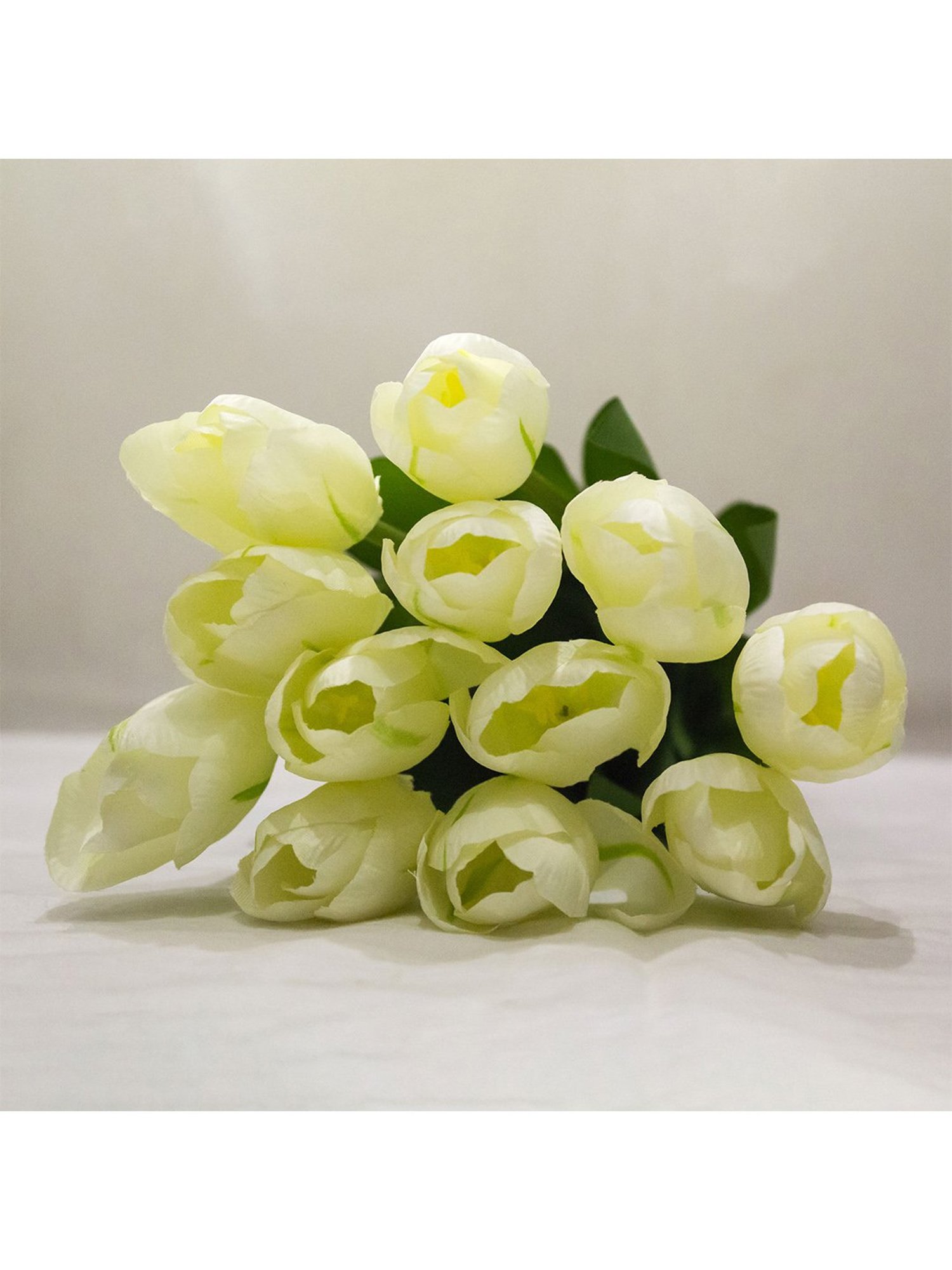 Amflix White Artificial Tulip Flowers Bunch