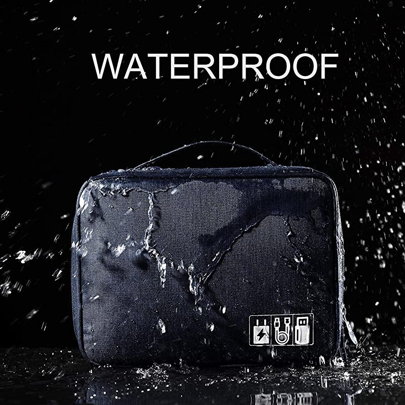 Electronic Accessories Bag Travel Cable Organizer ThreeLayer for iPad Mini Kindle Hard Drives Cables Chargers ThreeLayerNavy