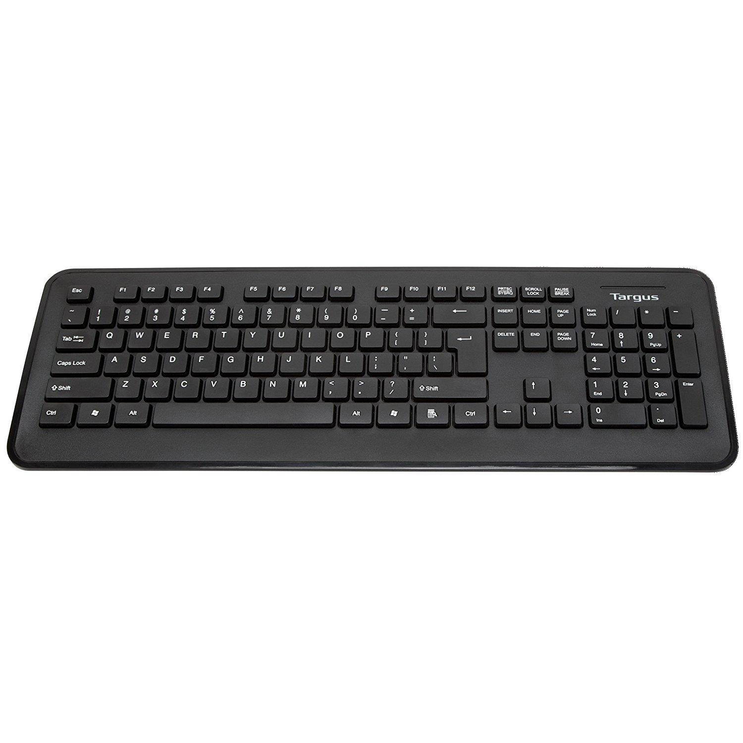 Targus Full-Size Wireless Keyboard PC Mac USB Dongle, 6.13 x 17.88 x 0.76 inches, Black (AKB214TT)