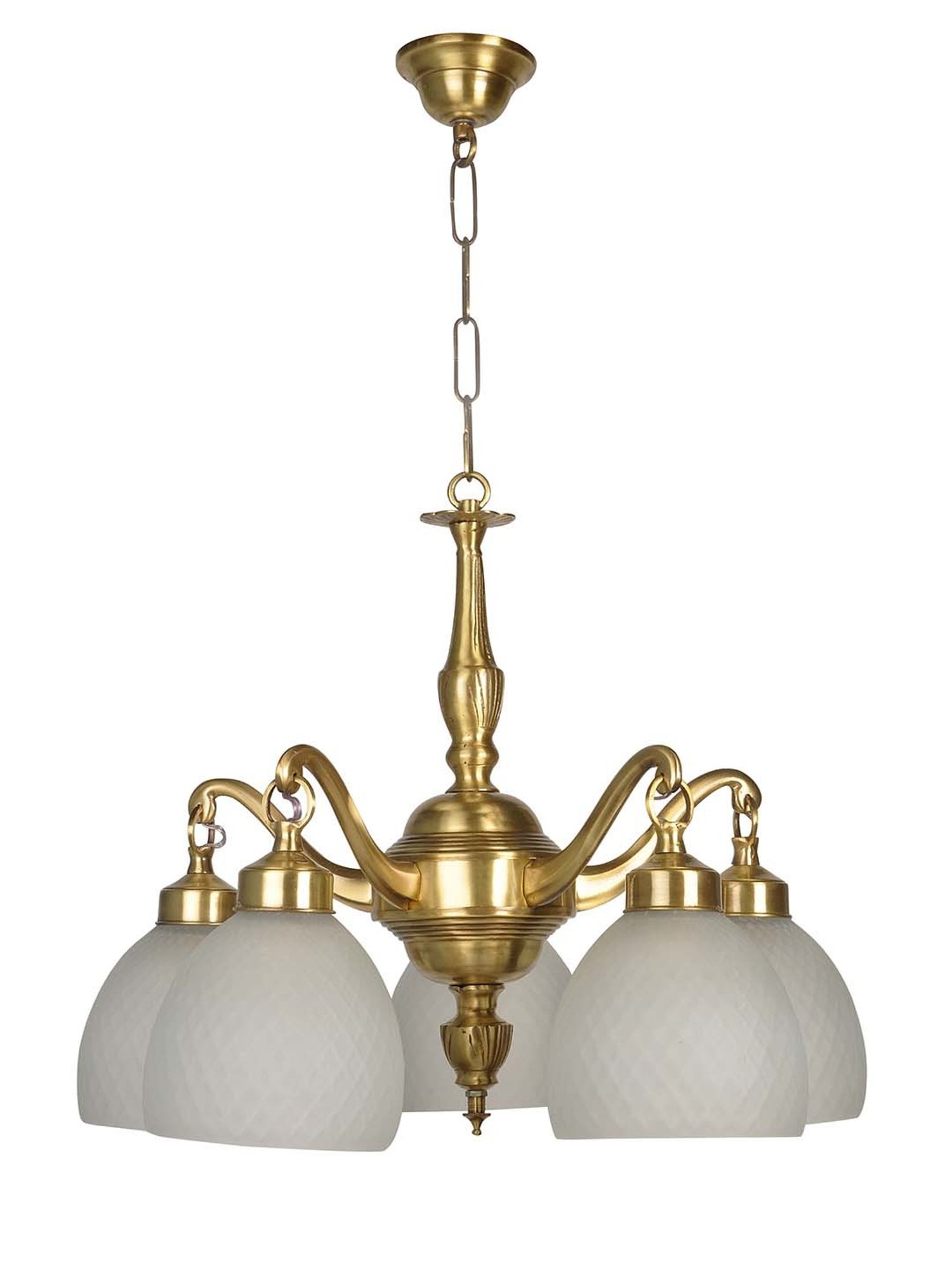 Fos Lighting 'Classic Frosted' Golden & Transparent Brass Downward Chanelier - Set of 1