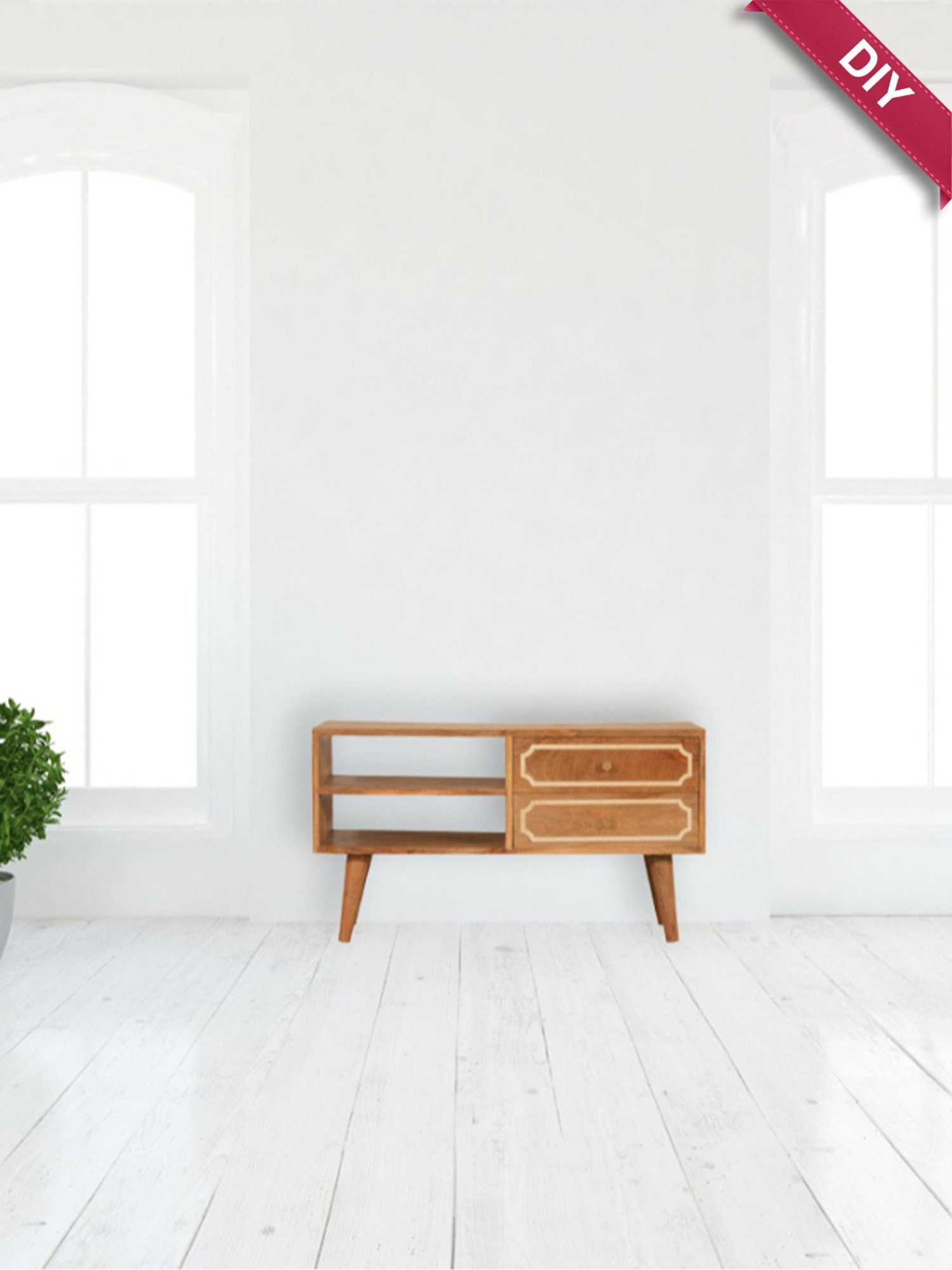 Delite Kom Flex Flowery Wenge & Acacia Dark Engineered Wood TV Entertainment Unit