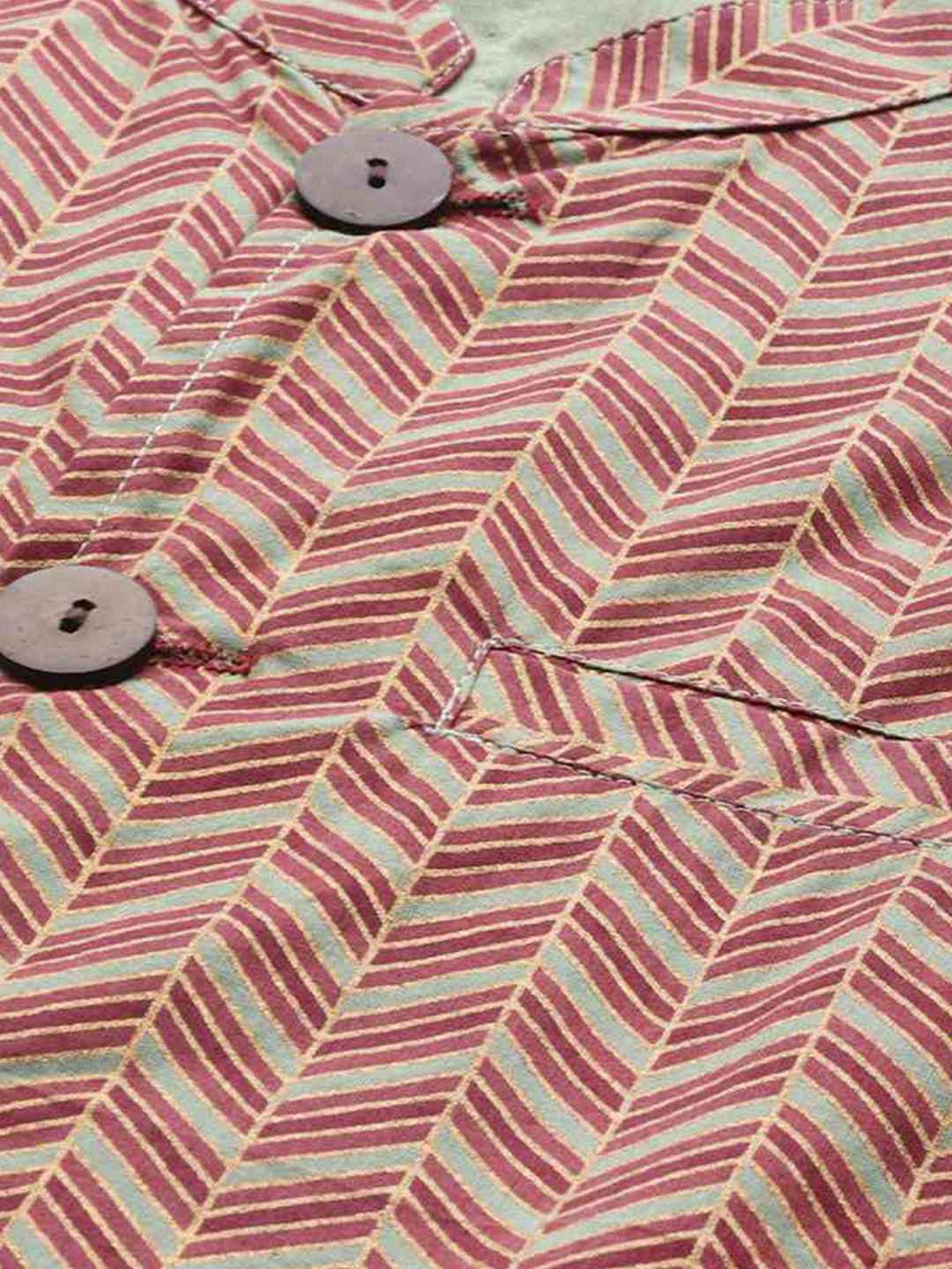 VASTRAMAY Teal Green Regular Fit Printed Nehru Jacket