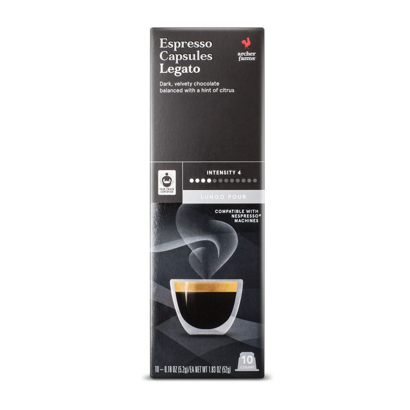 Legato Lungo Pour Espresso Dark Roast - Single Serve Espresso Capsules - 10ct - Archer Farms™
