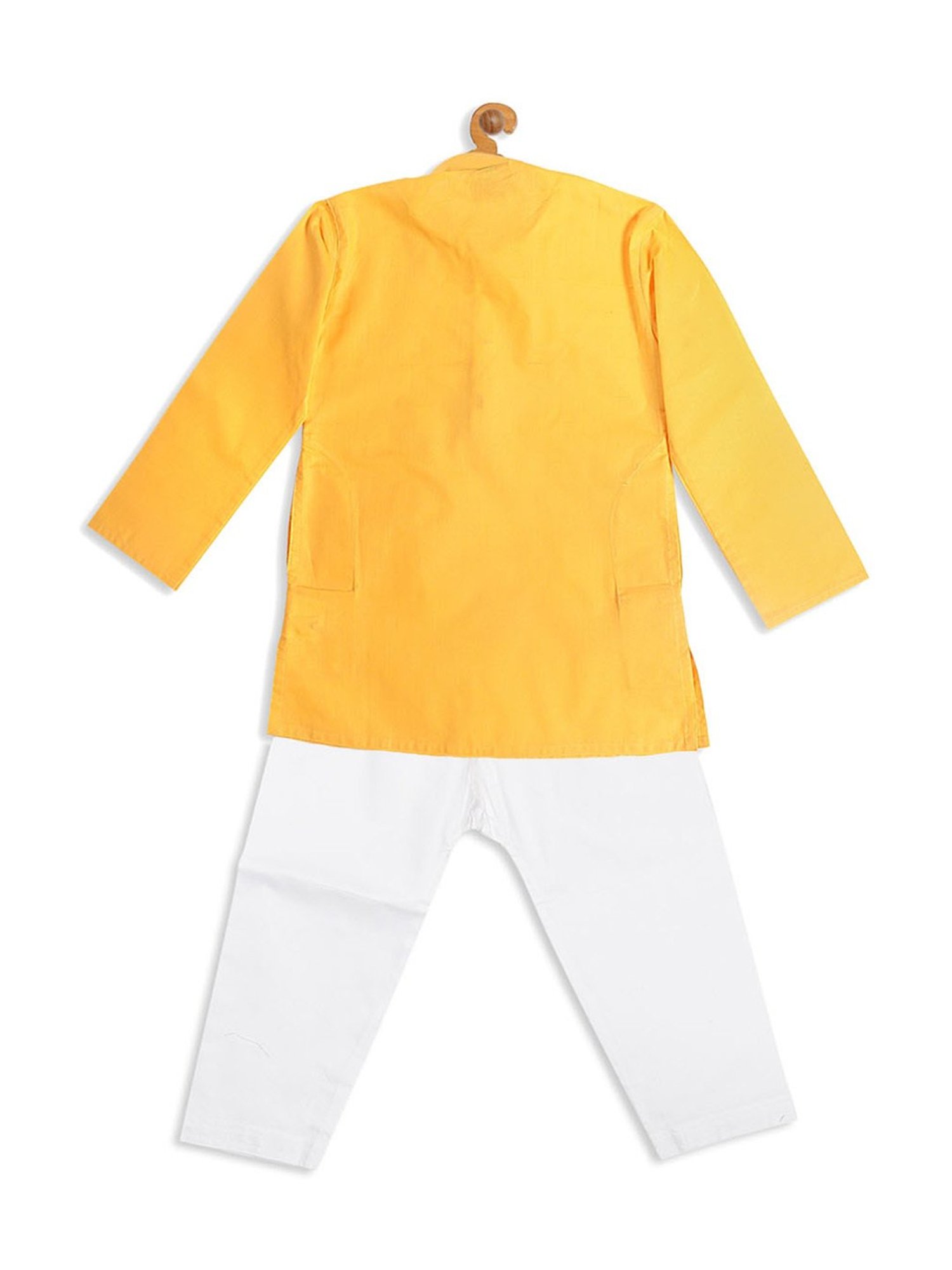 VASTRAMAY SISHU Yellow & White Cotton Straight Fit Kurta Set