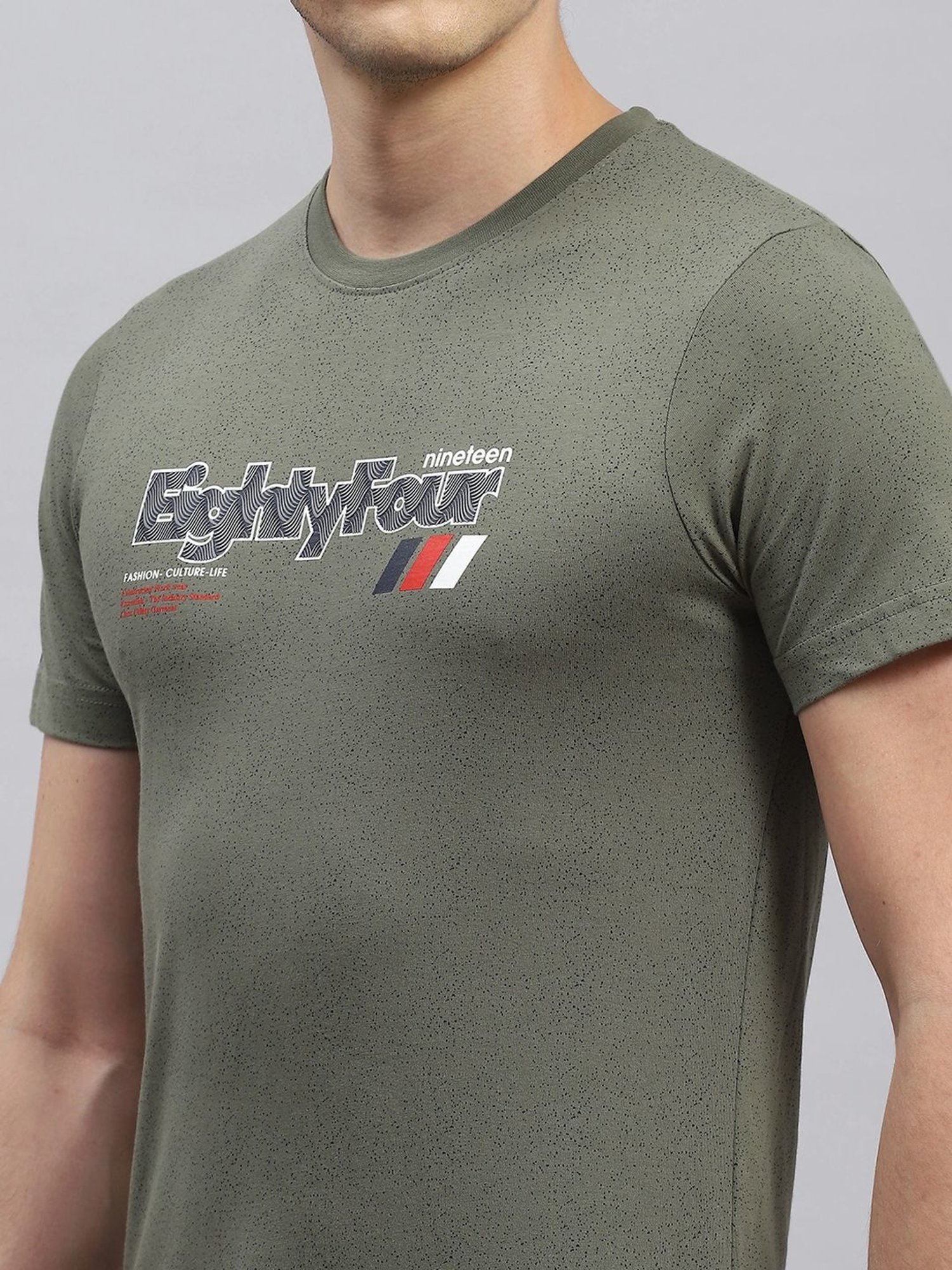 Monte Carlo Olive Regular Fit Printed T-Shirt