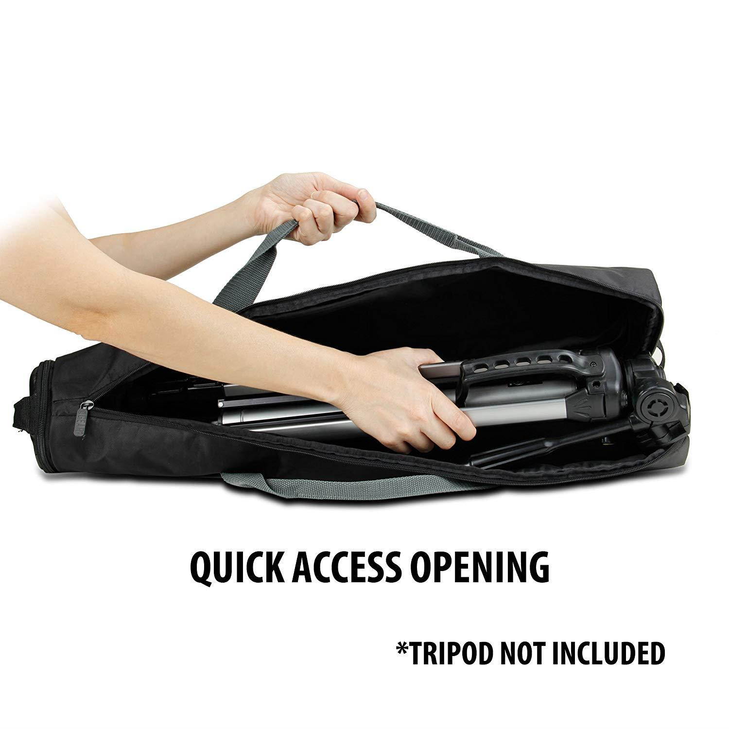 USA Gear Tripod Stand Carrying Case Photography Bag (30 inch) with Travel Strap, Expanding Top and Storage Works with Vanguard, Polaroid, Digital Concepts and More 30-inch Foldable Tripods