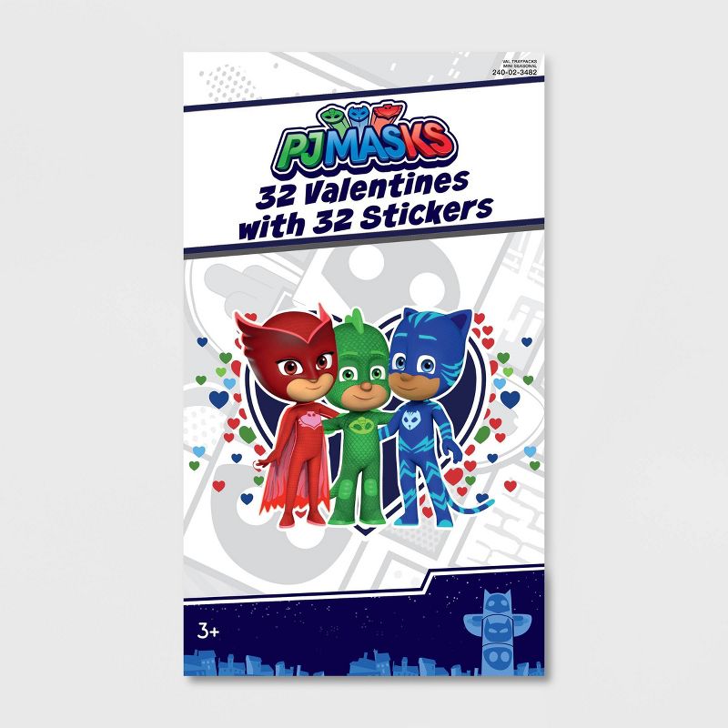 PJ Masks 32ct Valentines with Deluxe Stickers