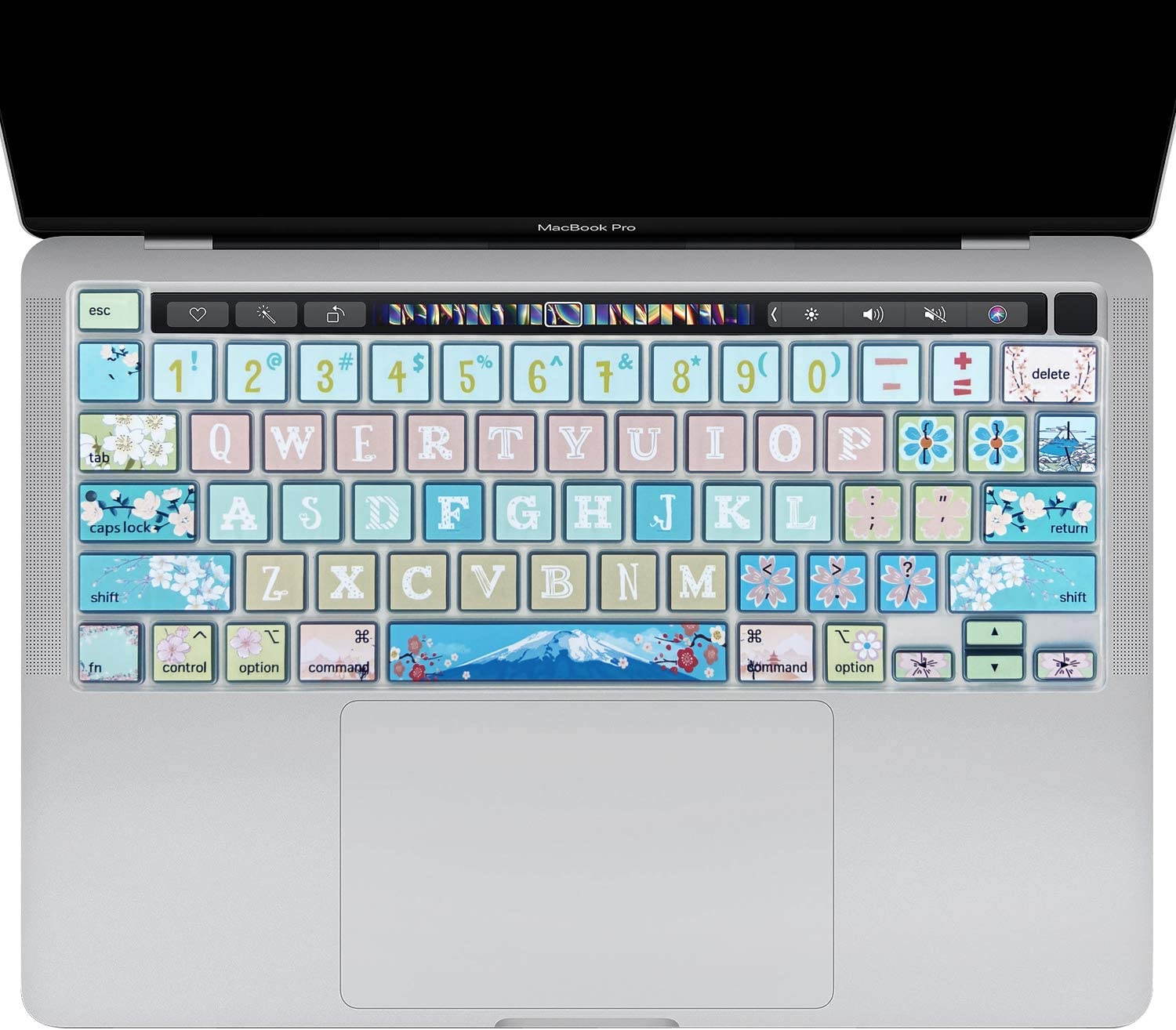 SANFORIN Silicone Keyboard Cover Skin for 2019 MacBook Pro 16 inch A2141 with Touch Bar & Touch ID/2020 MacBook Pro 13"(A2289/A2251) with Magic Keyboard, Big Letter and Flower Design, Flamingo