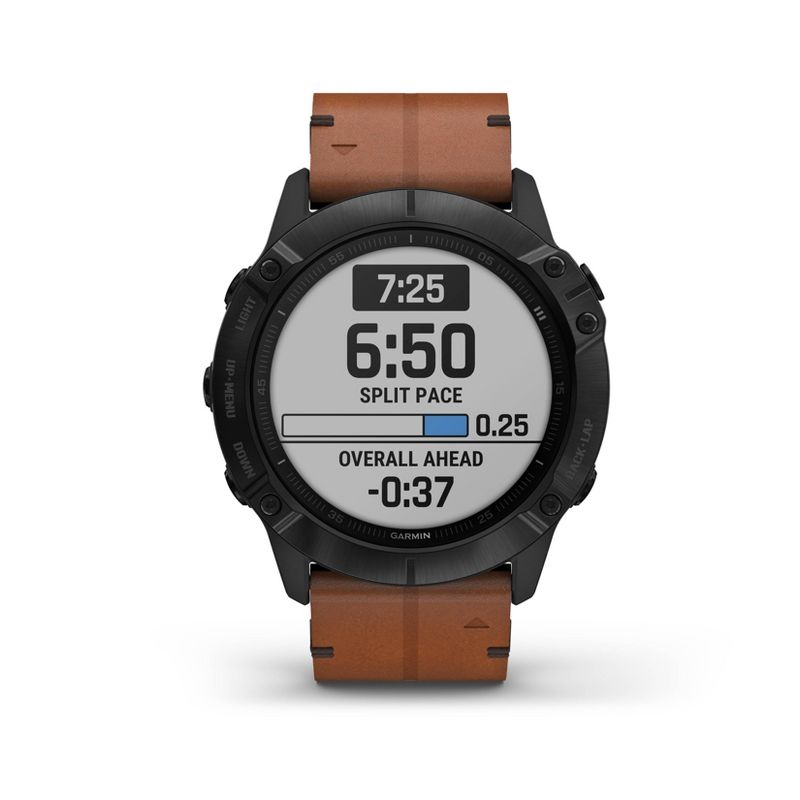 Garmin fenix 6X Sapphire Black - Brown Leather Band