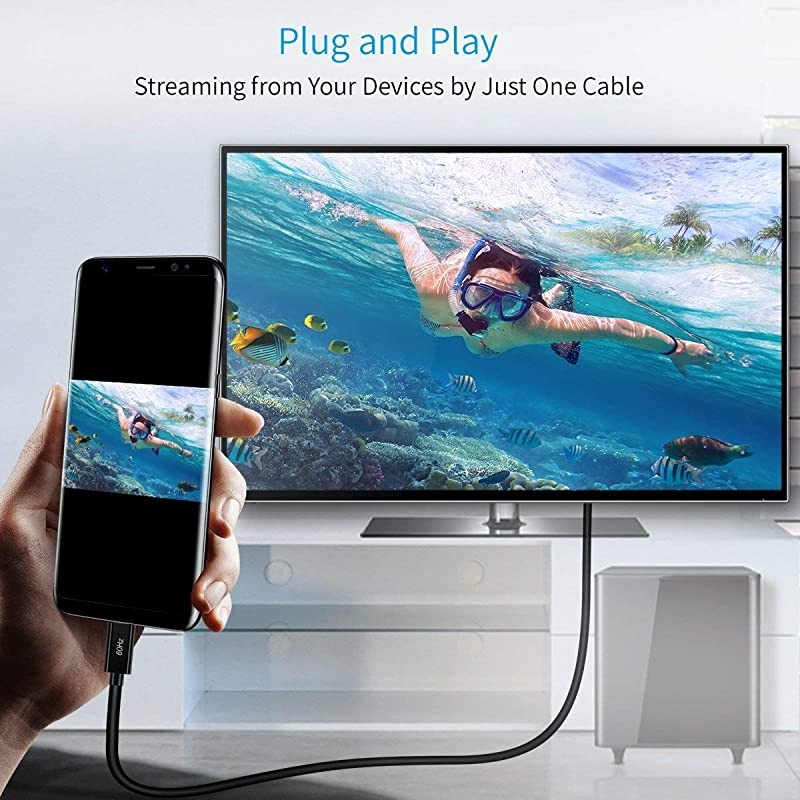 USB C to HDMI Cable (4K @60Hz), HDMI to Type C Cable 6FT (Thunderbolt 3 Compatible) with 2018 MacBook Pro/ Air/ iPad Pro, 2017 iMac, Dell XPS 13/15, Surface Book 2, Samsung Galaxy Note 9/S9
