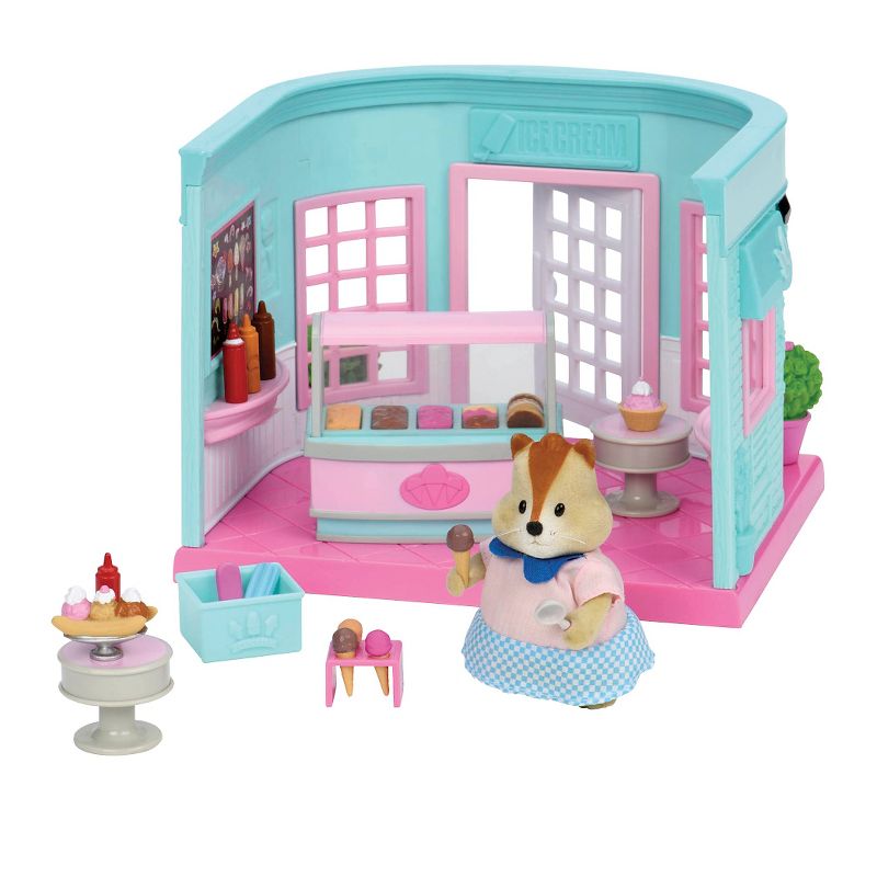Li'l Woodzeez Shop Playset with Toy Food 23pc - Scoops & Sprinkles Ice Cream Parlor