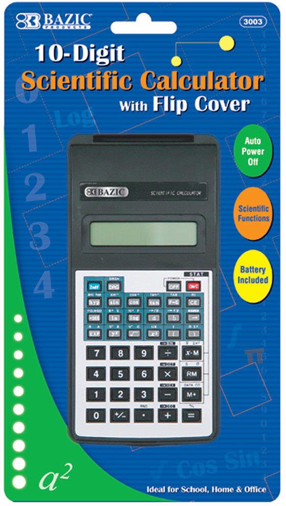 Bazic 10-Digit Scientific Calculator with Flip Cover, Black (3003)