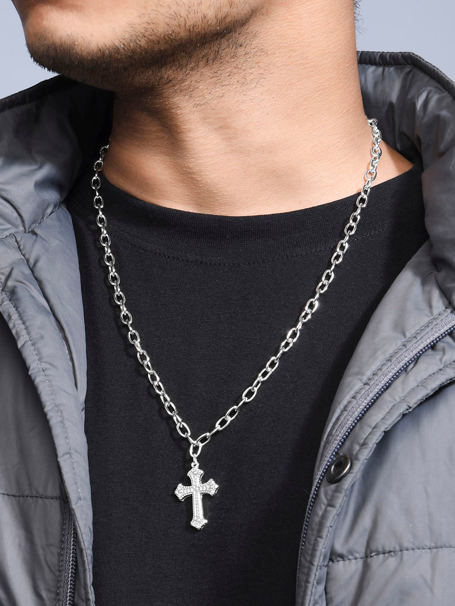 The Bro Code Silver-Plated Cross Pendant Necklace for Men