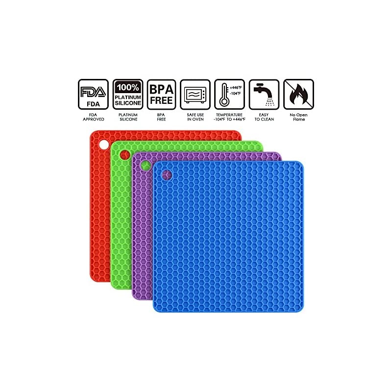 Pot Holder Trivet Mats - Hot Pads Spoon Rest, Multipurpose Trivet for Hot Dishers Heat Resistant Food Grade Set of 4
