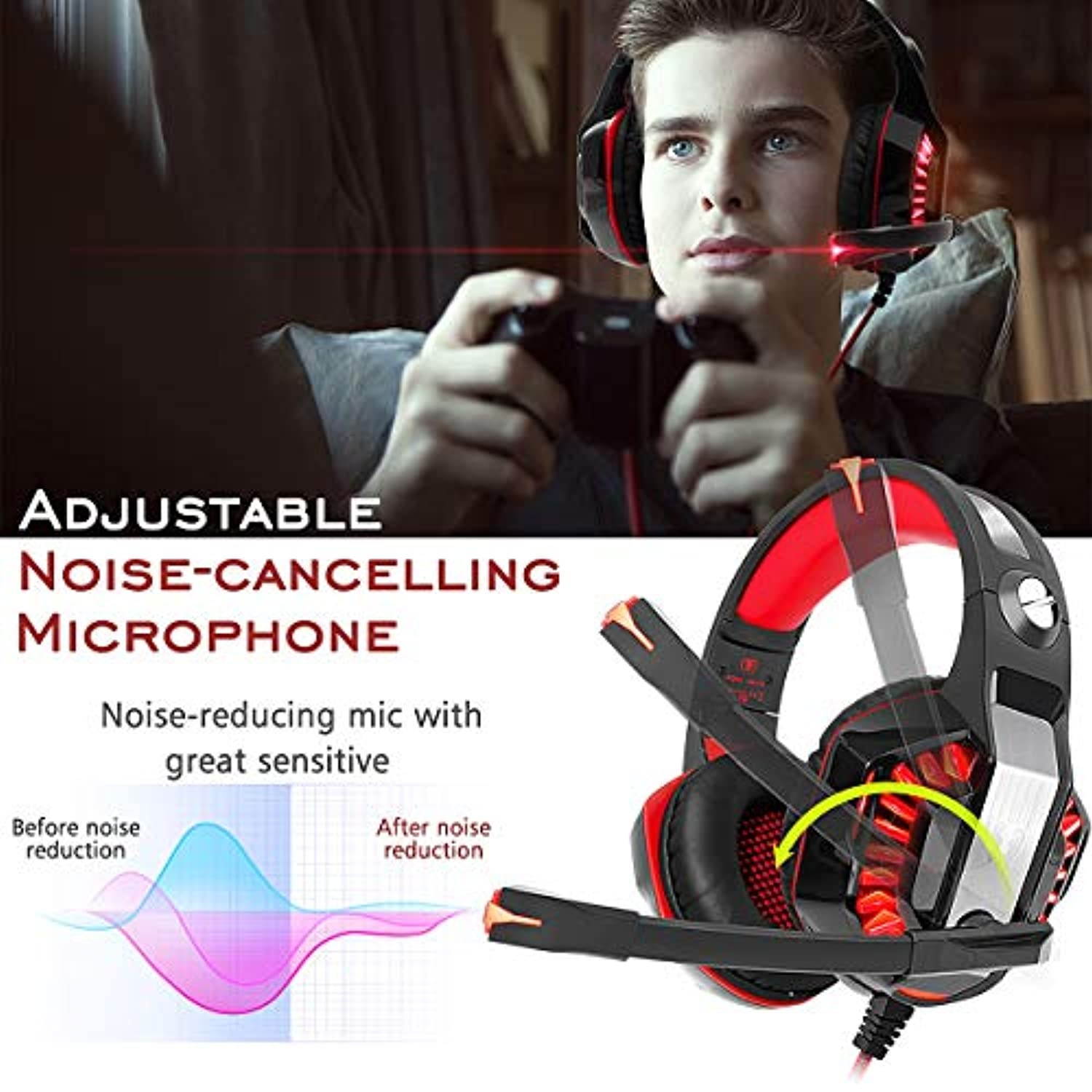 Beexcellent Gaming Headset for PS4 Xbox One PC, Noise-Isolation Headphones with Microphone Stereo Surround Sound for Mac Laptop (GM-21)