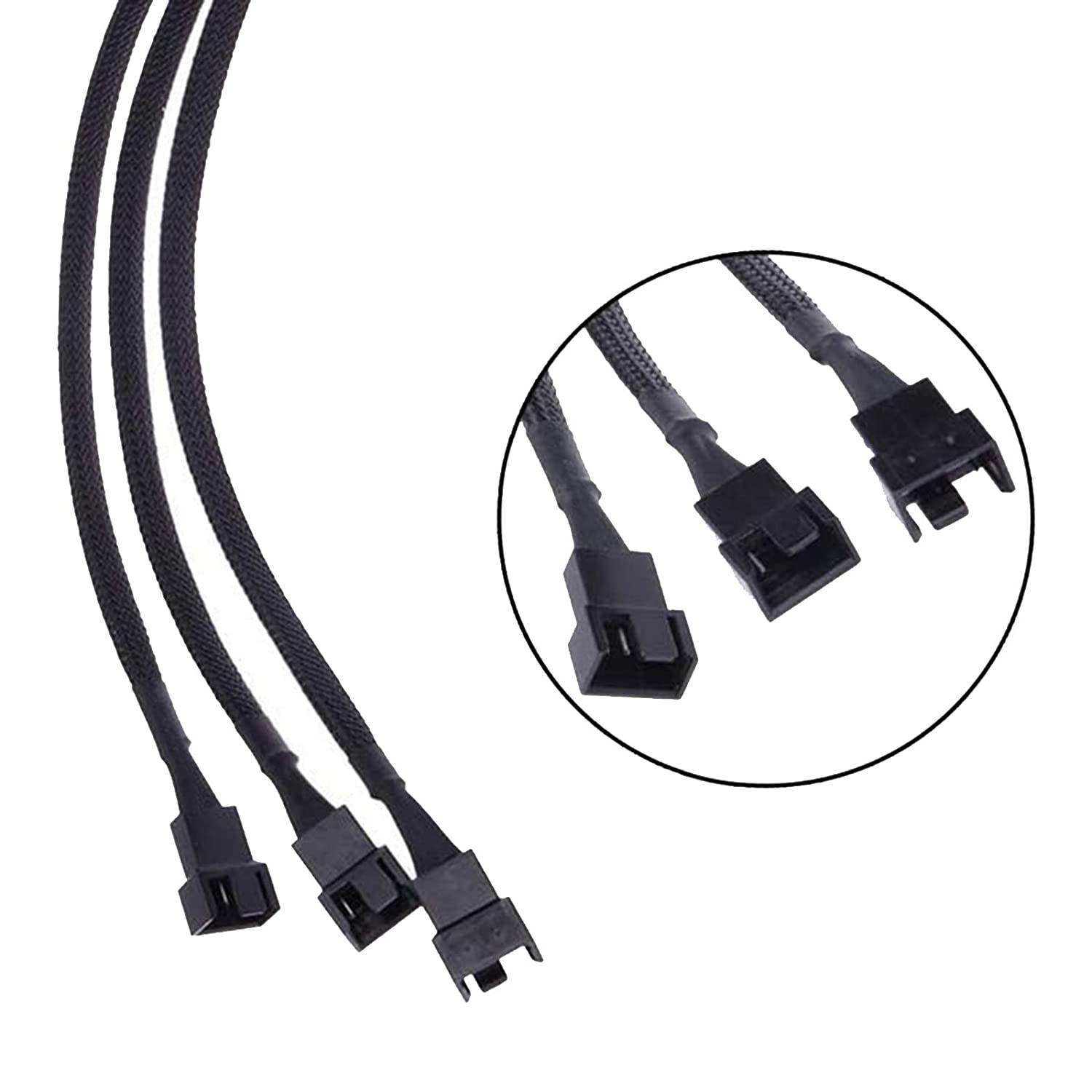 2 Pack 4-Pin PWM Fan Splitter Cable, Sleeved Braided Adapter Computer PC Fan Power Extension Cable 1 to 3 Converter for Computer ATX Case 4-Pin/3-Pin Cooling Fan Cable (10.6" 1 to 3)