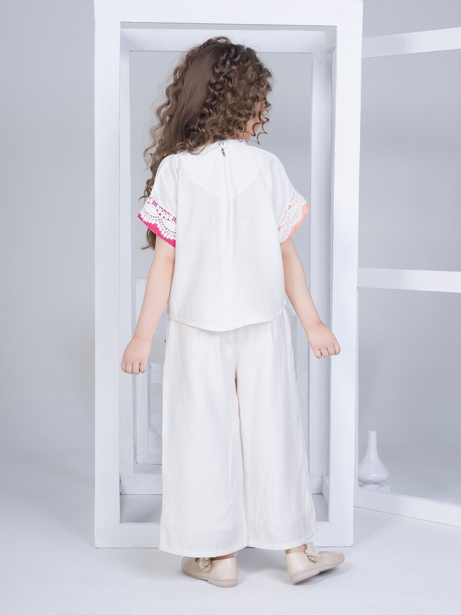 Peppermint Kids Purple & White Floral Print Top with Culottes