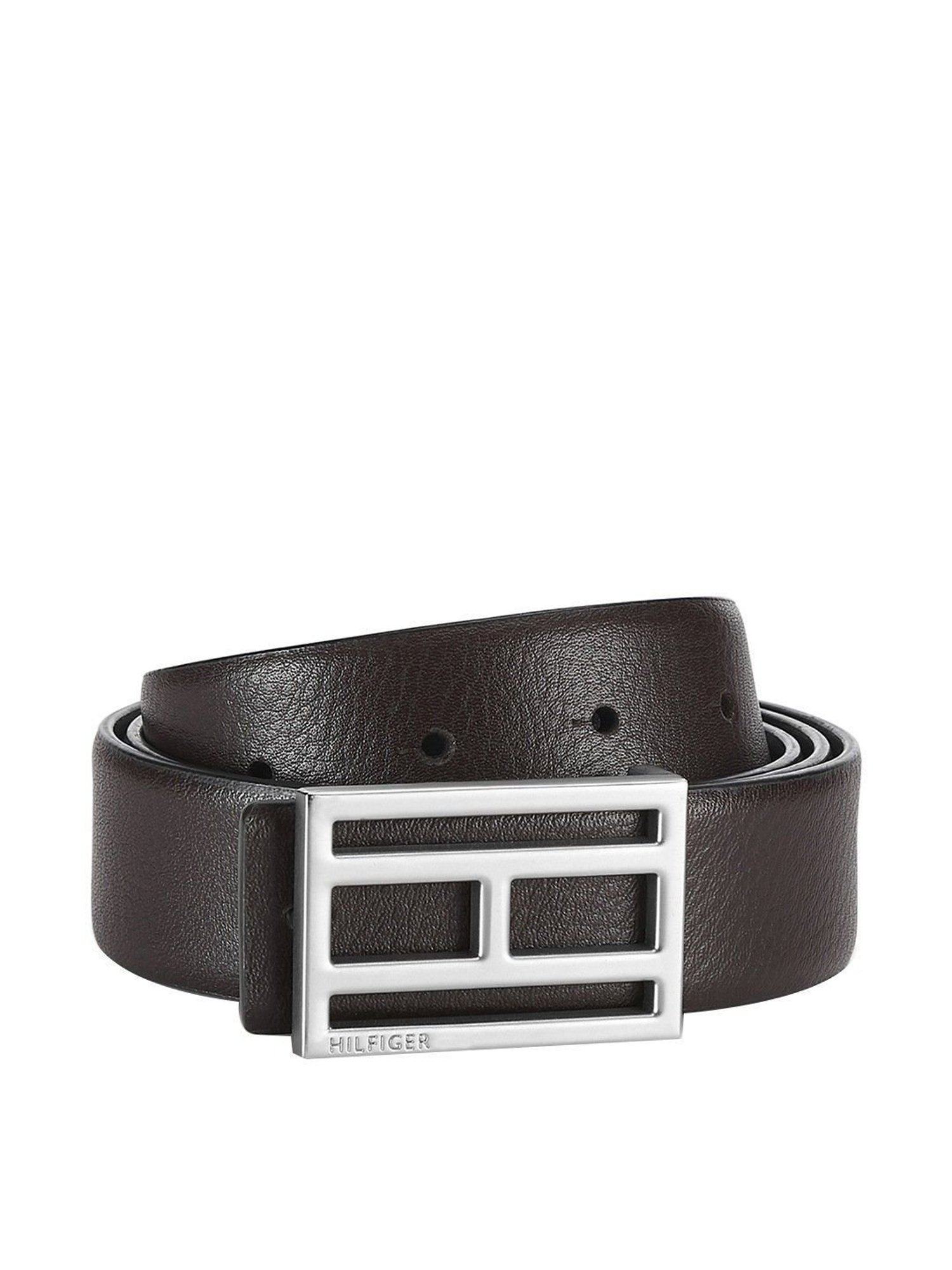BELWABA Black Textured Formal Leather Belt for Men