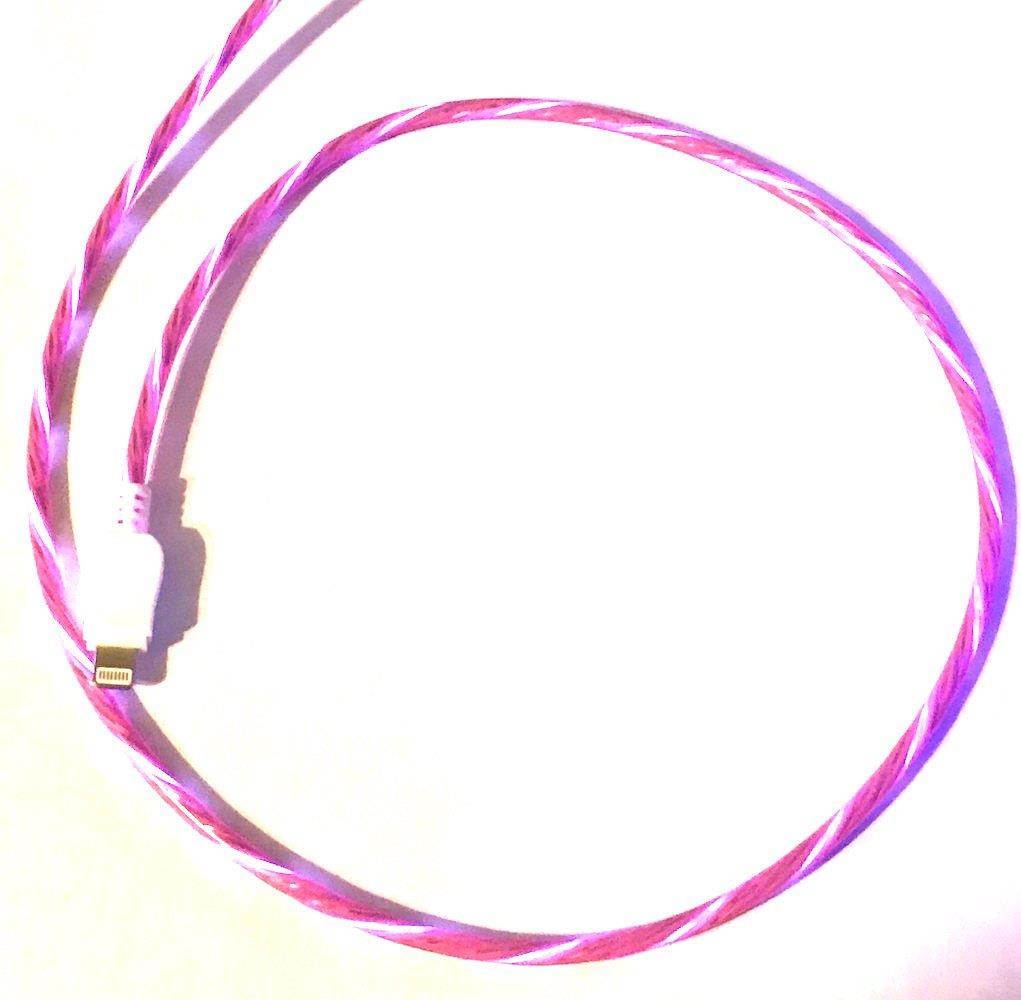 NTJ 39" Led Light-up USB Data Sync Charger Cable (STRIPED HOT PINK)
