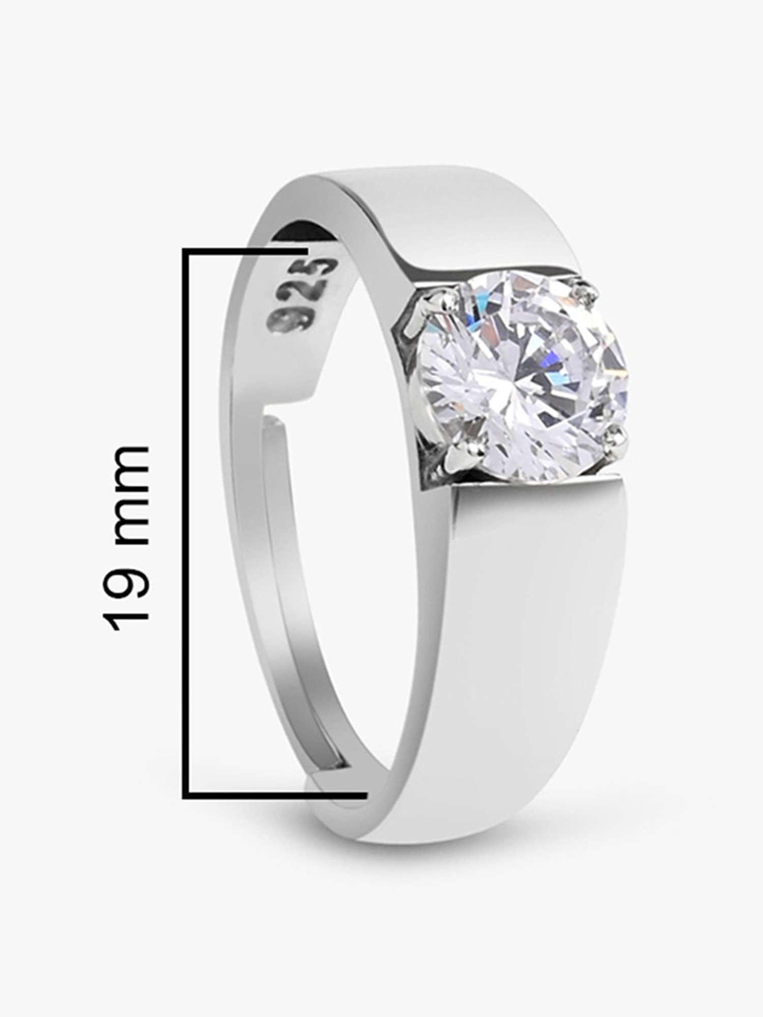 March by FableStreet Classic Solitaire Adjustable Men's Ring in 925 Silver