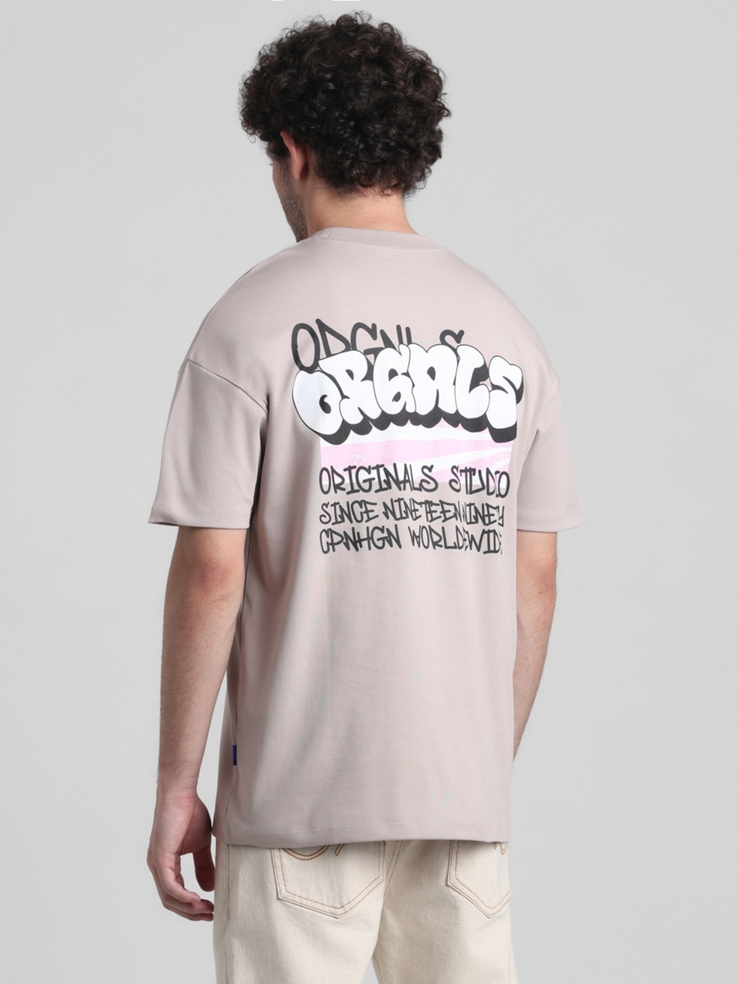 Produkt By Jack & Jones Sand Cotton Boxy Fit Printed T-Shirt