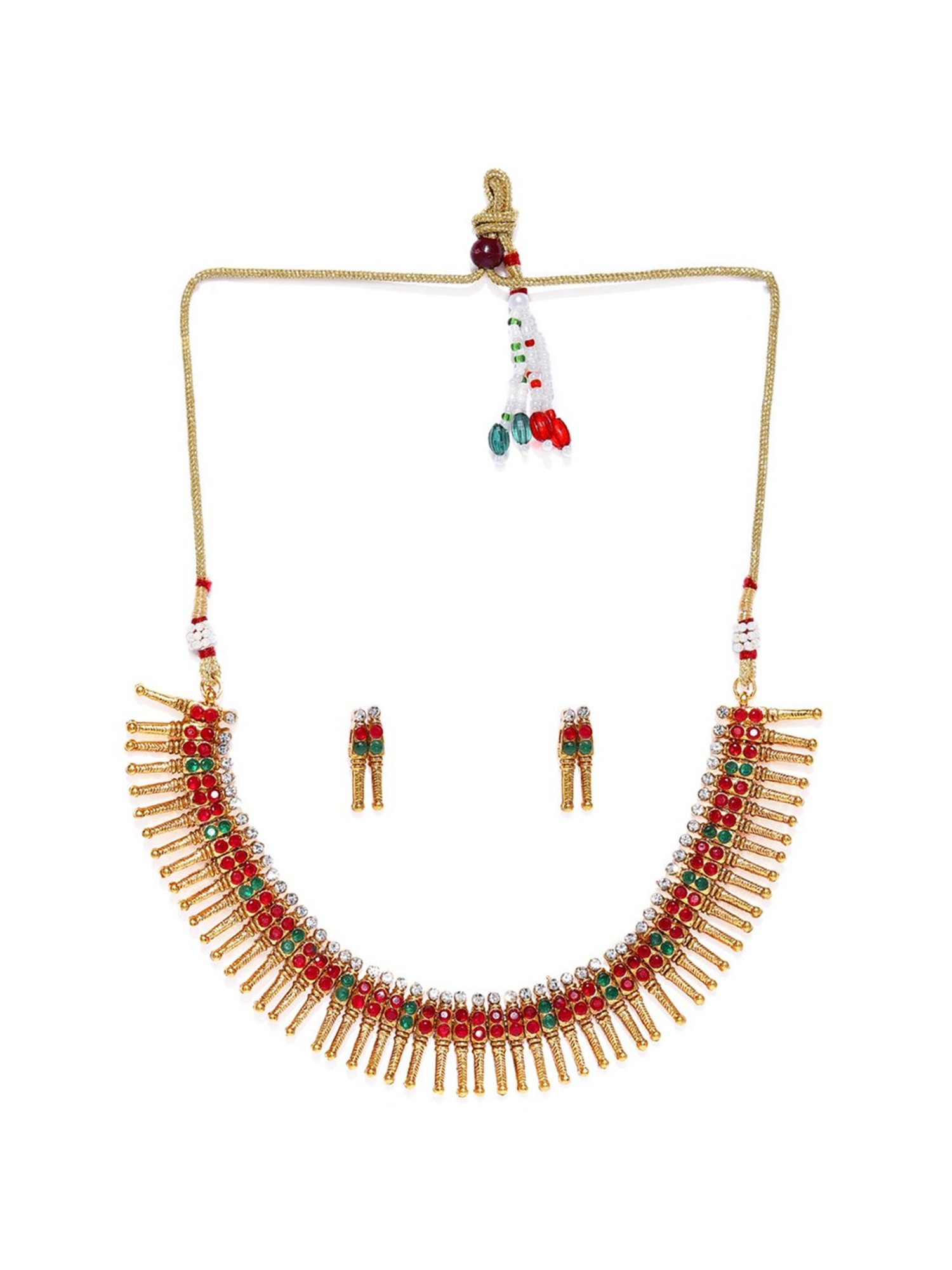 Sri Jagdamba Pearls White Alloy Classic Necklace & Earring Set