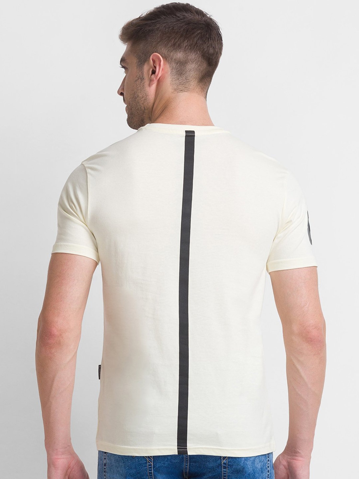 Giordano Light Yellow Slim Fit Crew T-Shirt