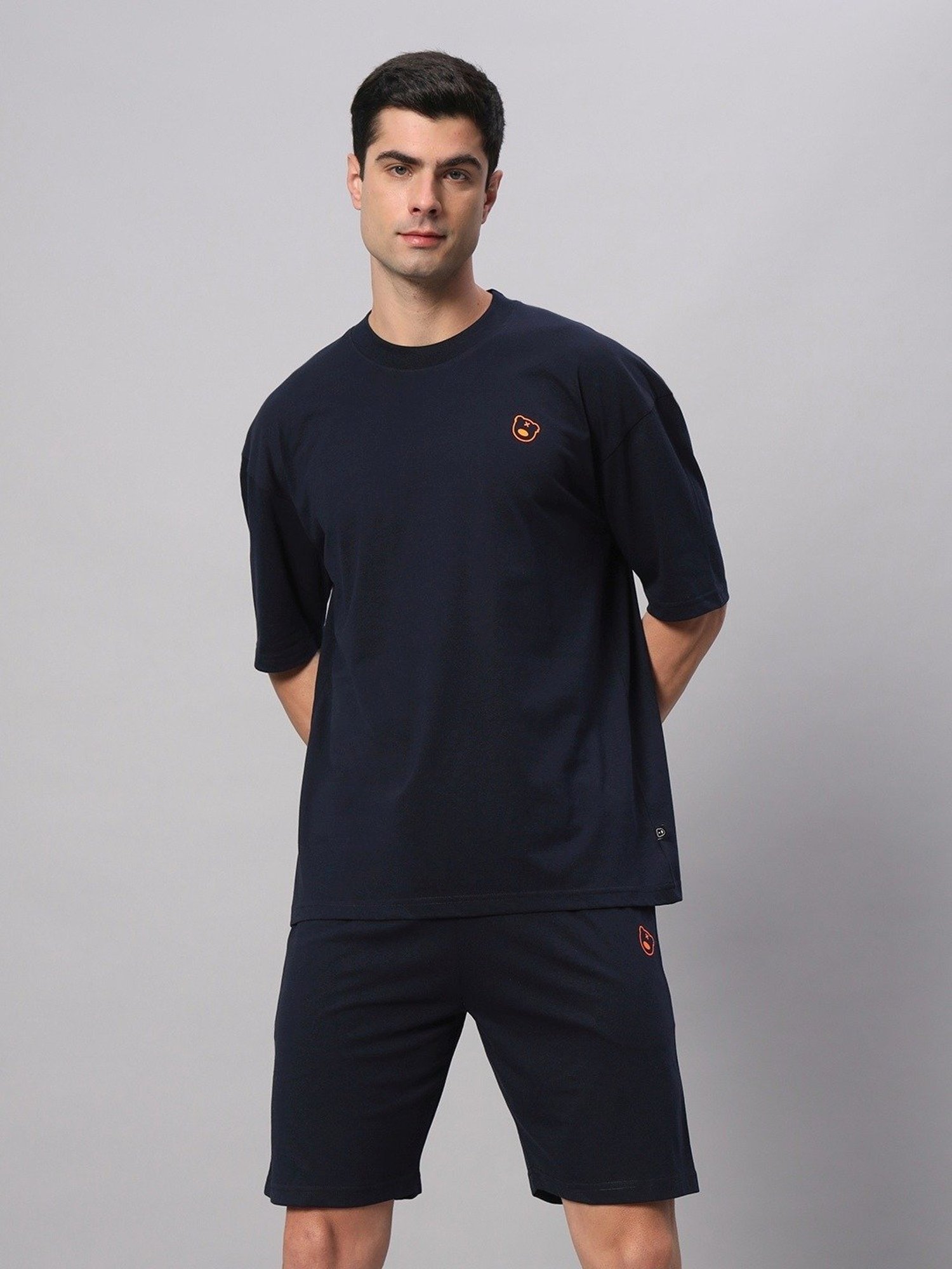 Griffel Navy Blue Cotton Loose Fit Co-Ord Set